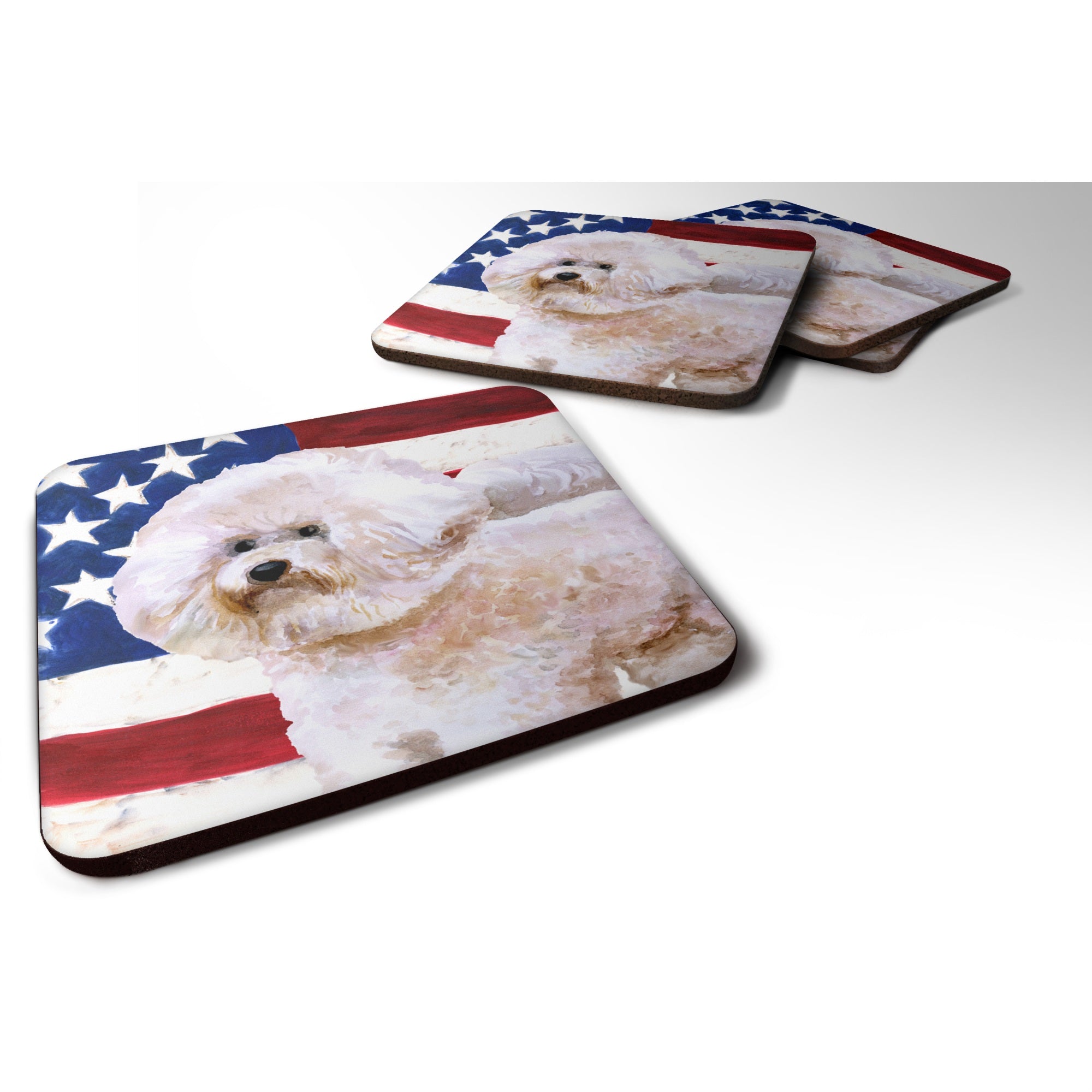 'Caroline'S Treasures Bichon Frise #2 Patriotic Decorative Coasters, Multicolor''