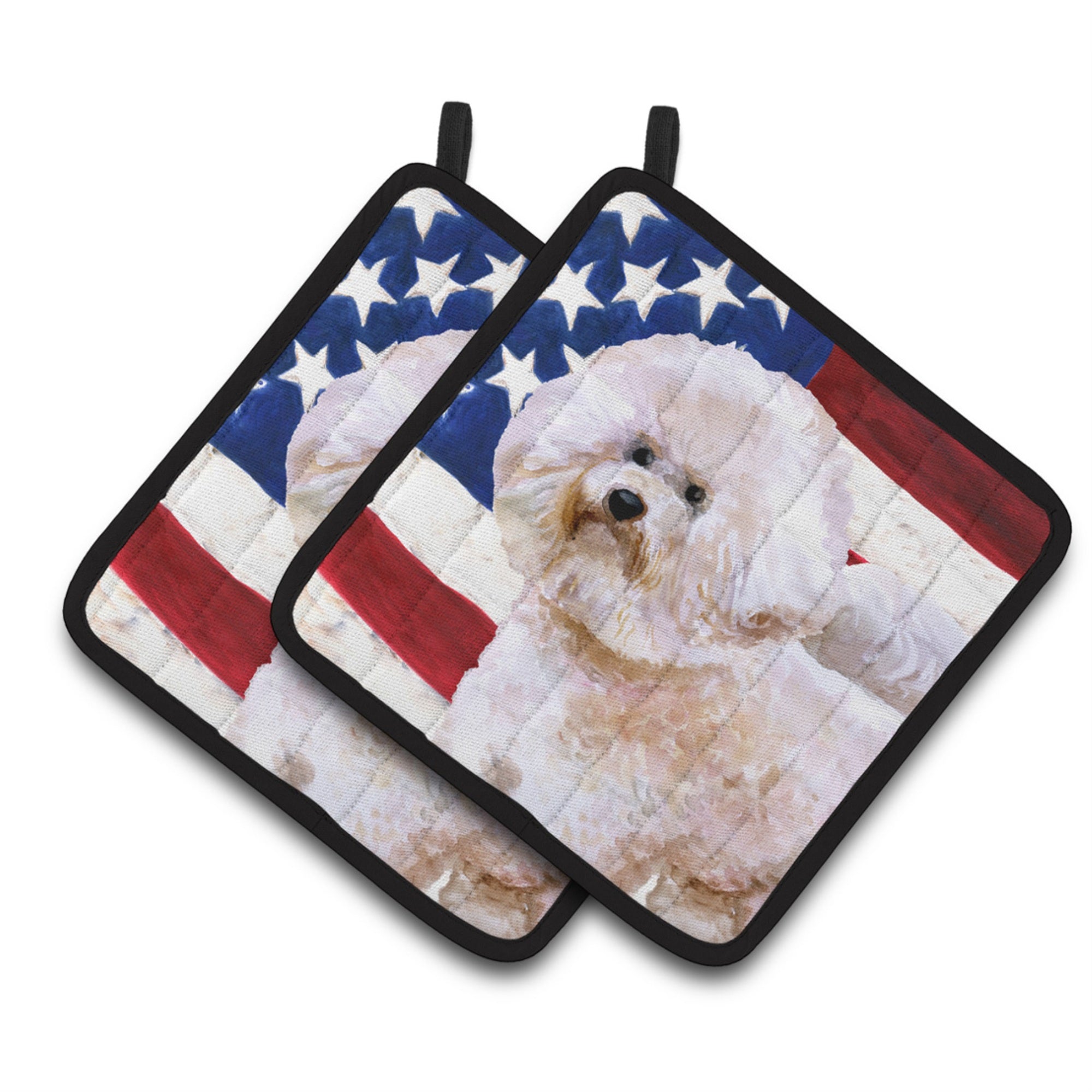 'Caroline'S Treasures Bichon Frise #2 Patriotic Decorated Pot Holder, 7.5H X 7.5W, Usa American Flag''