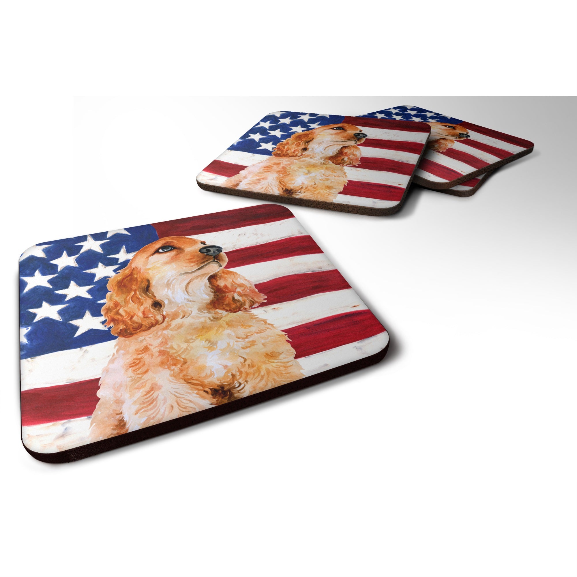 'Caroline'S Treasures Cocker Spaniel Patriotic Decorative Coasters, Multicolor''