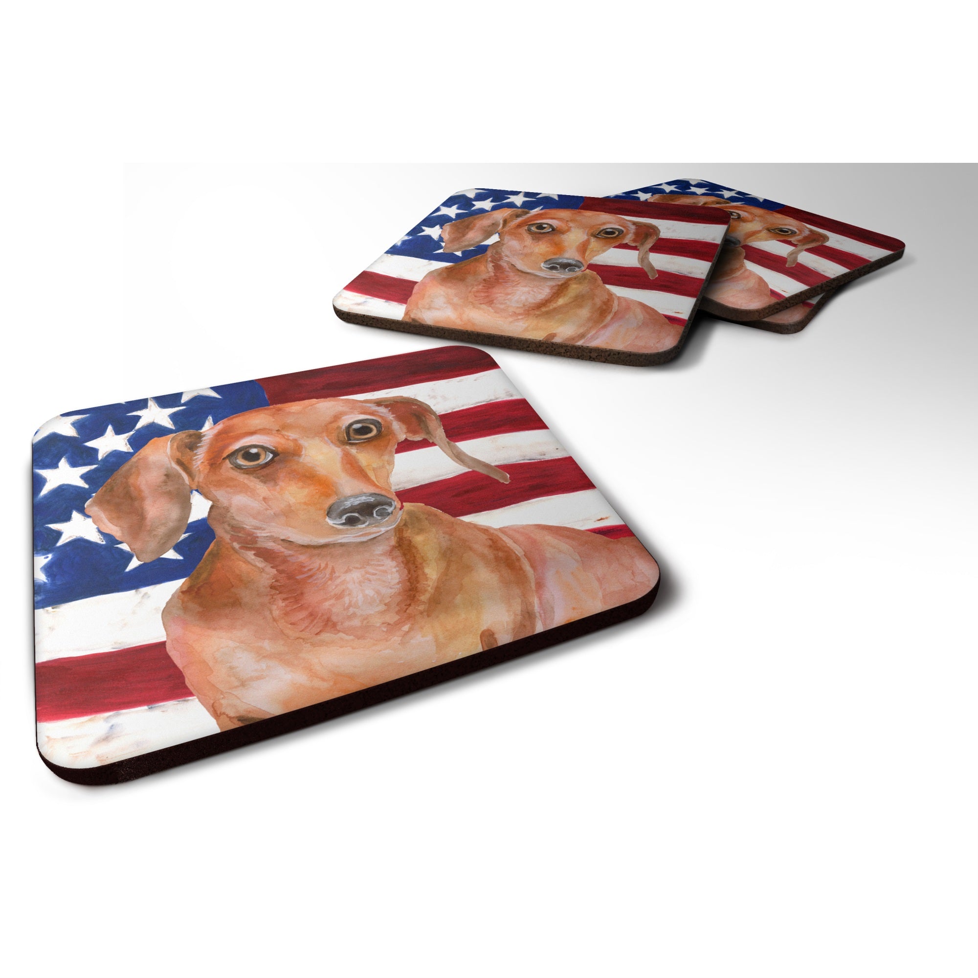 'Caroline'S Treasures Red Dachshund Patriotic Decorative Coasters, Multicolor''