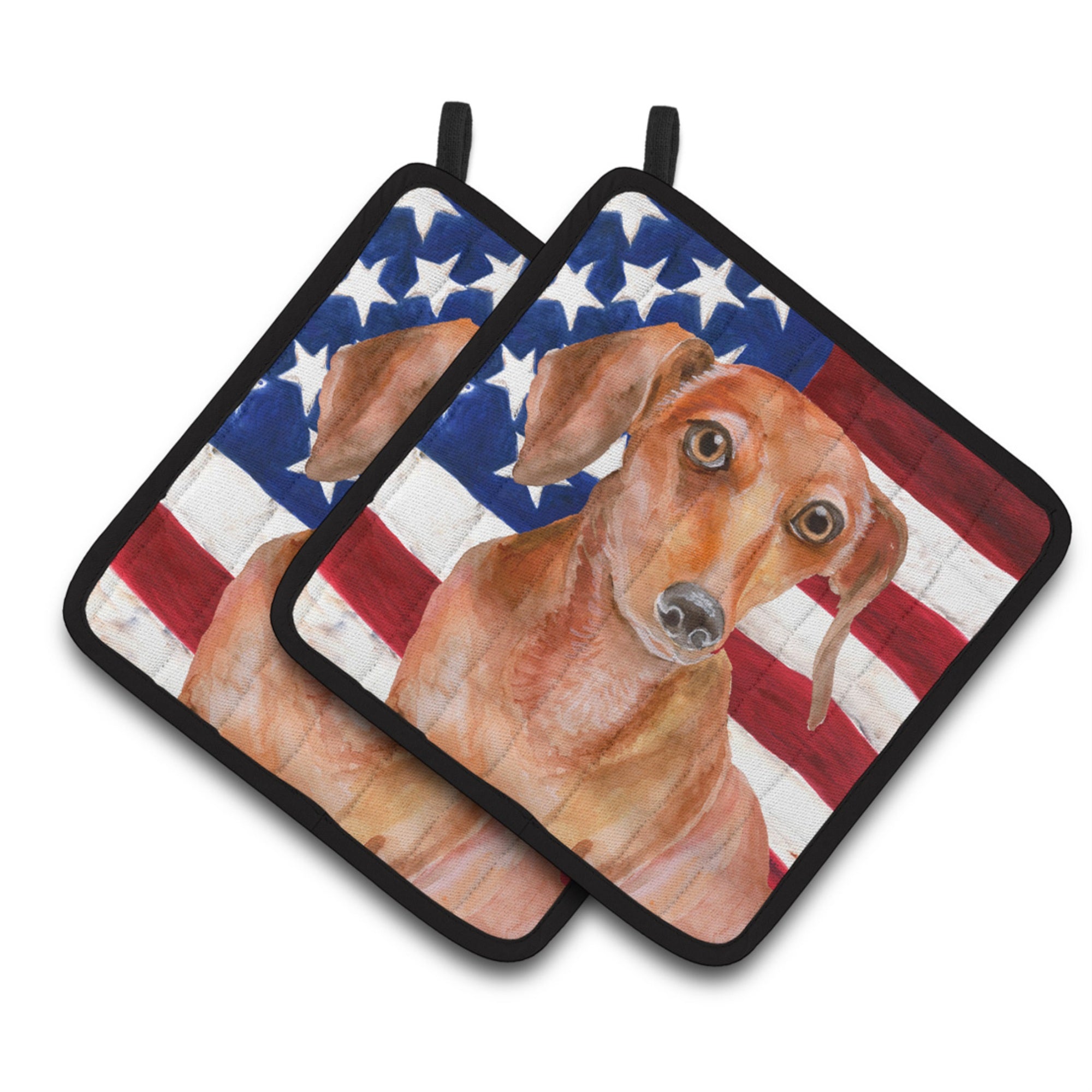 'Caroline'S Treasures Red Dachshund Patriotic Decorated Pot Holder, 7.5H X 7.5W, Usa American Flag''