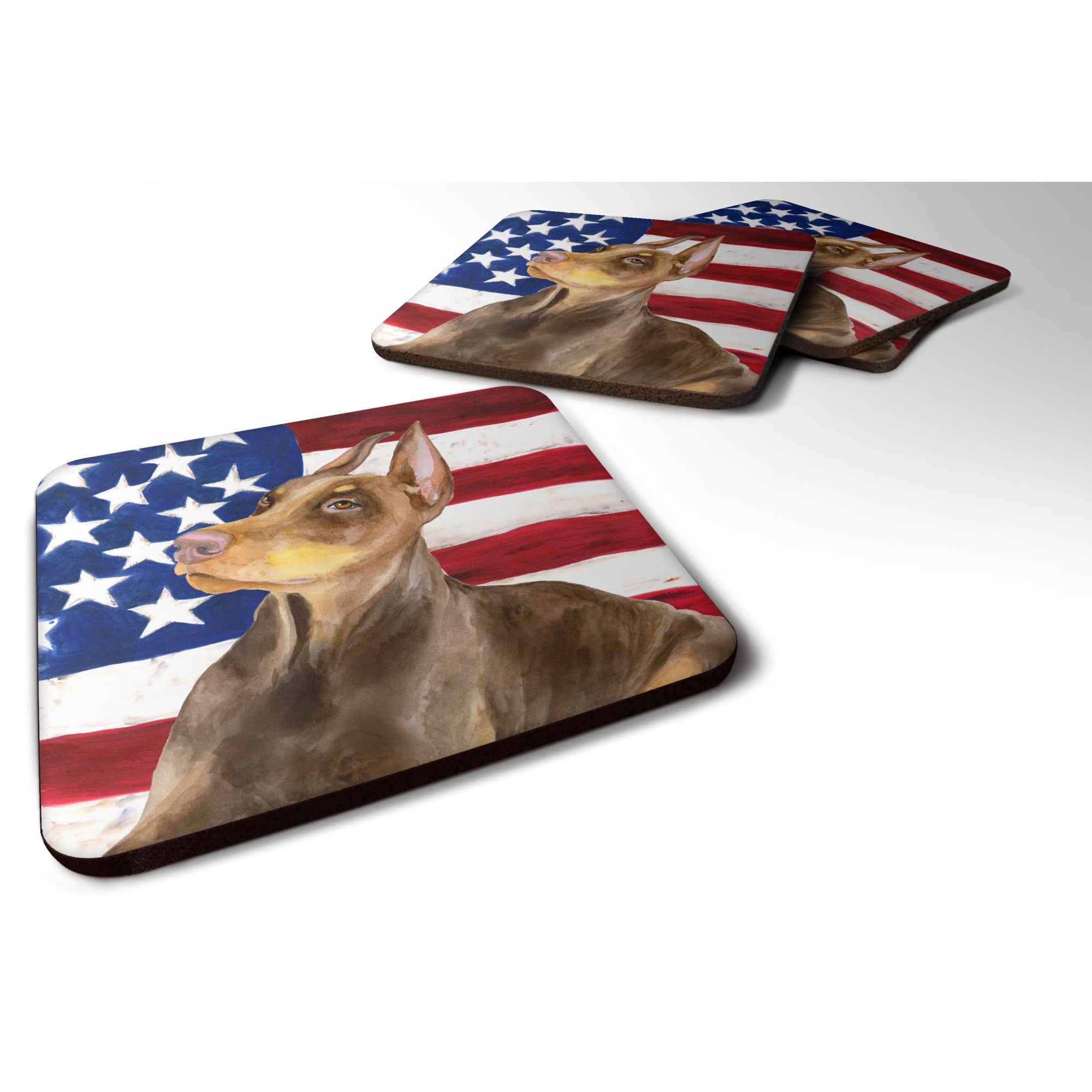 'Caroline'S Treasures Doberman Pinscher Patriotic Decorative Coasters, Multicolor''