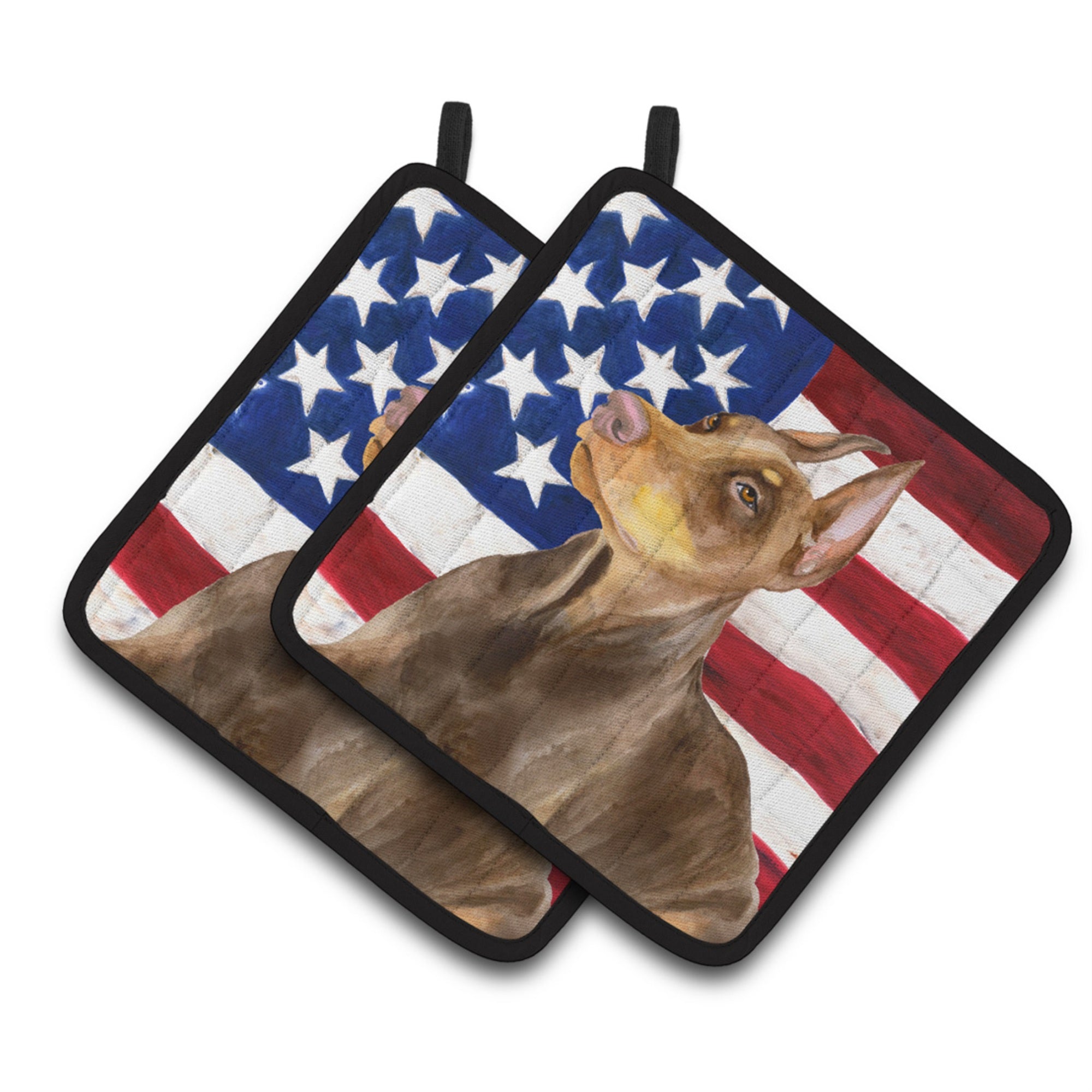 'Caroline'S Treasures Doberman Pinscher Patriotic Decorated Pot Holder, 7.5H X 7.5W, Usa American Flag''