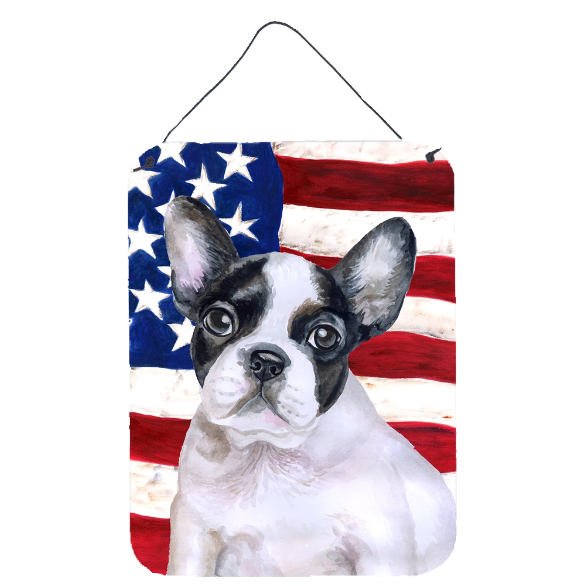 'Caroline'S Treasures French Bulldog Black White Patriotic Metal Print, 16'''' X 12'''', Multicolor''
