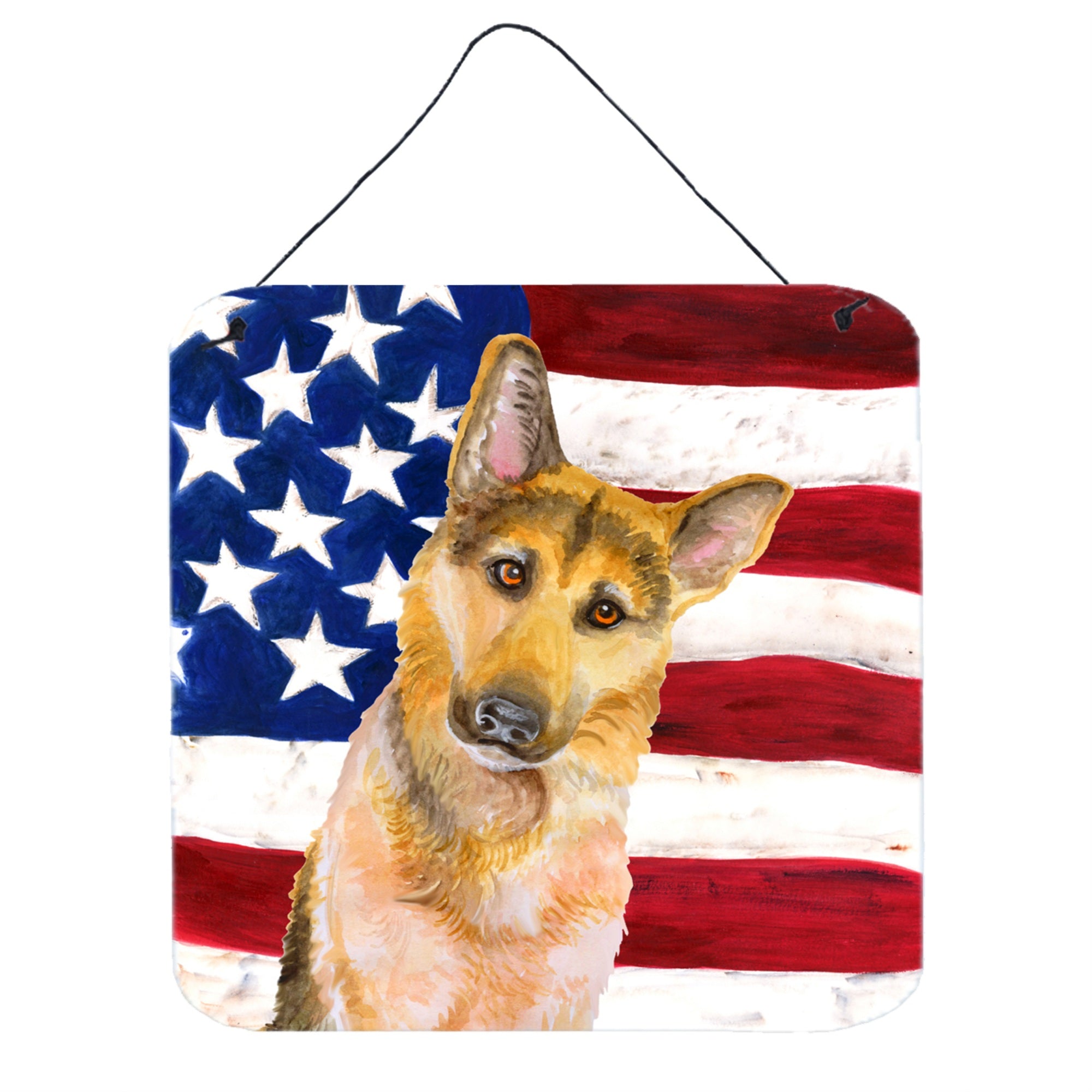 'Caroline'S Treasures German Shepherd #2 Patriotic Metal Print, 6H X 6W, Usa American Flag''