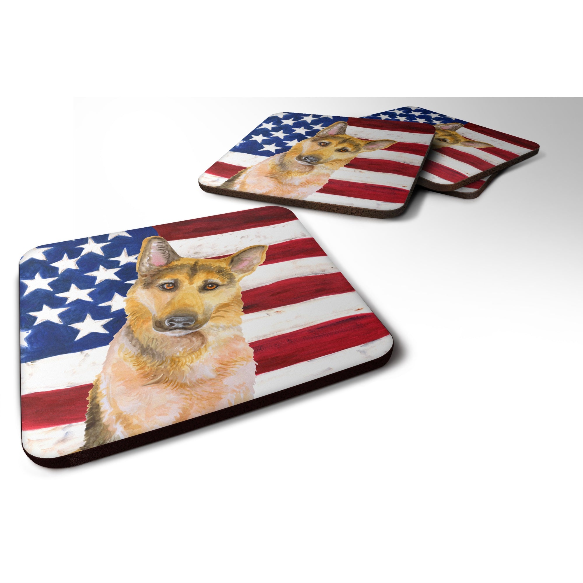 'Caroline'S Treasures German Shepherd #2 Patriotic Decorative Coasters, Multicolor''
