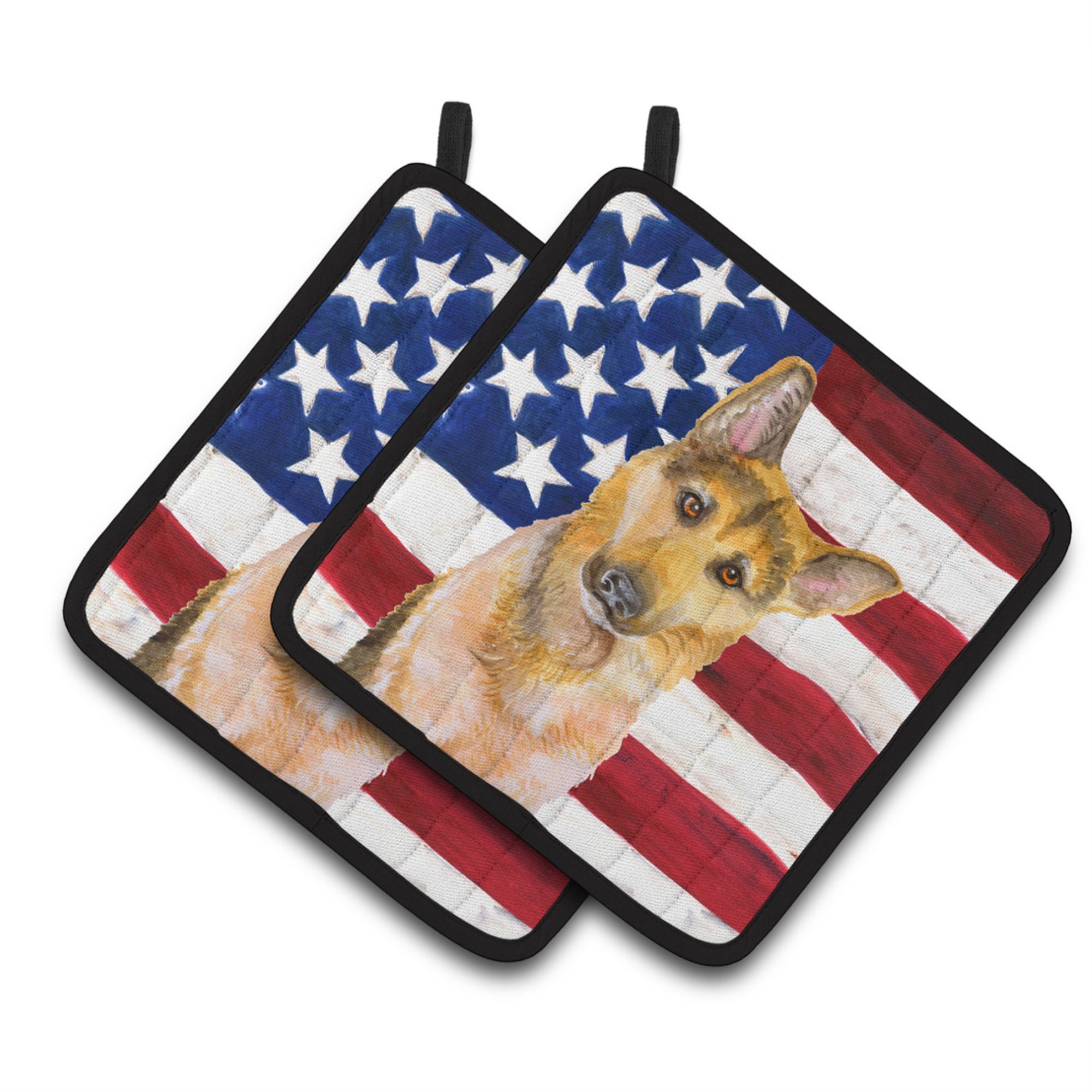 'Caroline'S Treasures German Shepherd #2 Patriotic Decorated Pot Holder, 7.5H X 7.5W, Usa American Flag''