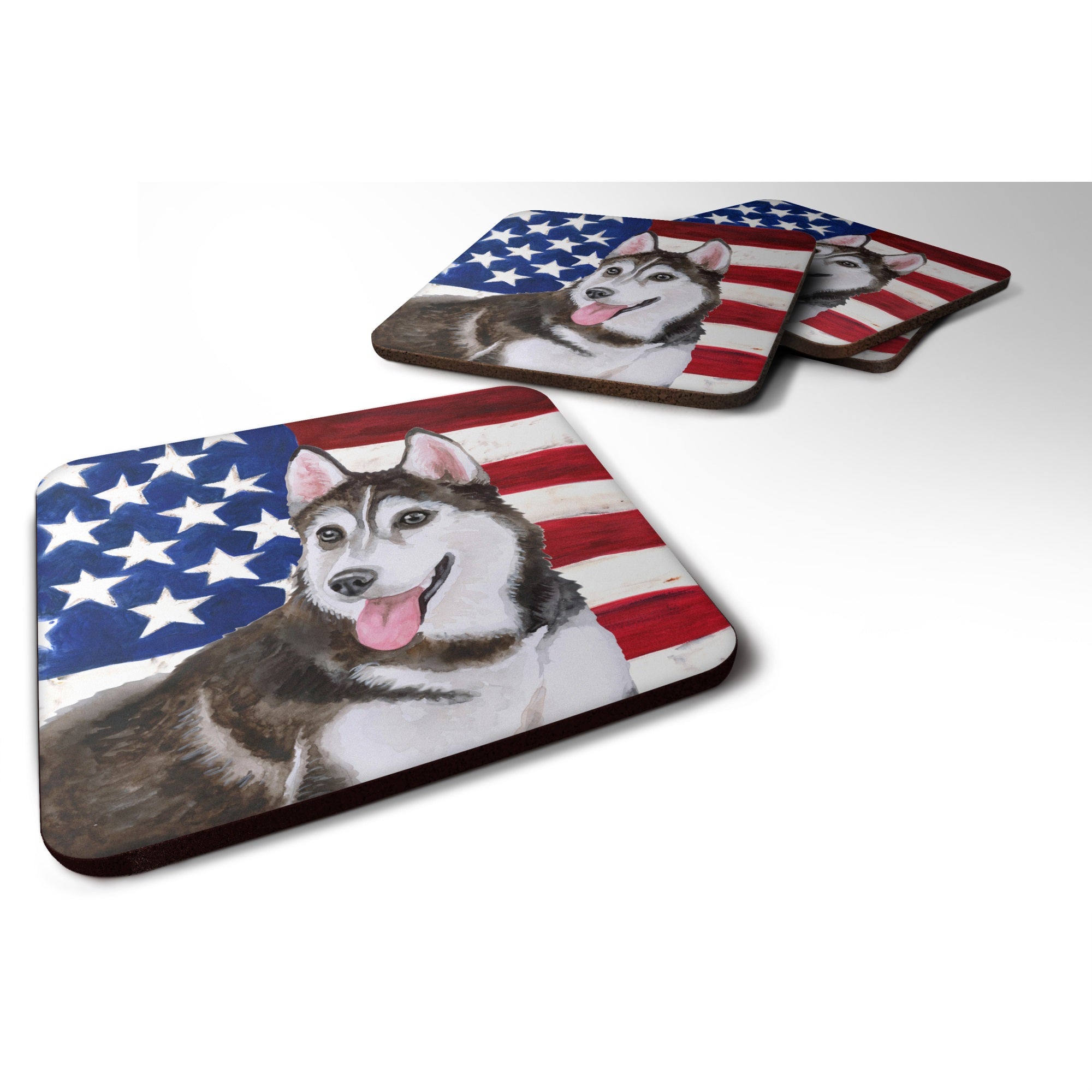 'Caroline'S Treasures Siberian Husky #2 Patriotic Decorative Coasters, Multicolor''