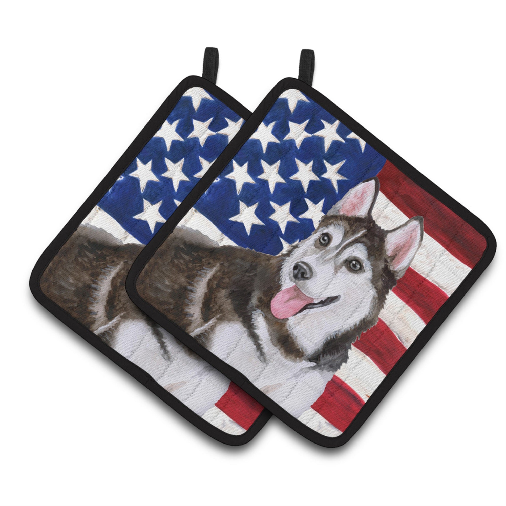 'Caroline'S Treasures Siberian Husky #2 Patriotic Decorated Pot Holder, 7.5H X 7.5W, Usa American Flag''