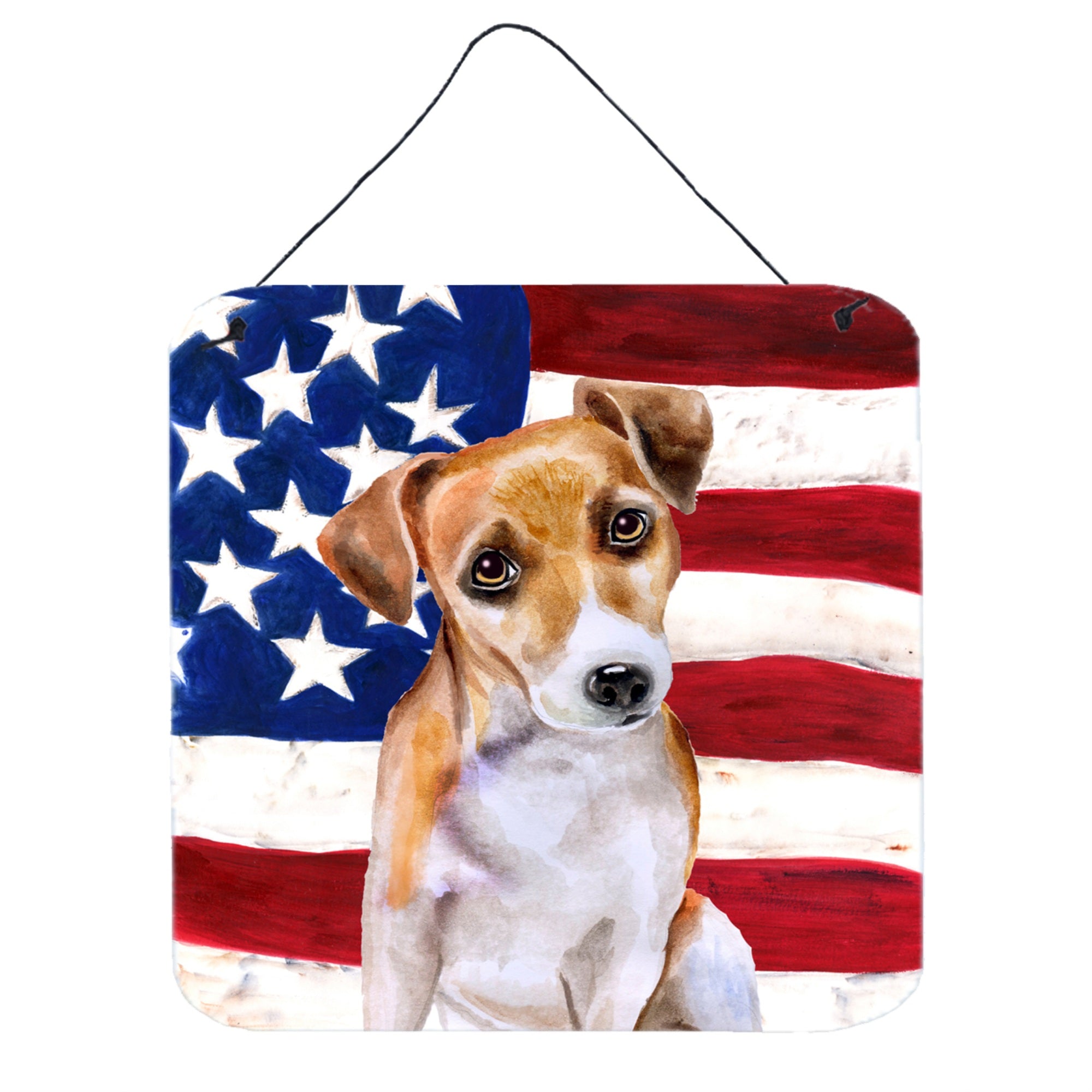 'Caroline'S Treasures Jack Russell Terrier #2 Patriotic Metal Print, 6H X 6W, Usa American Flag''