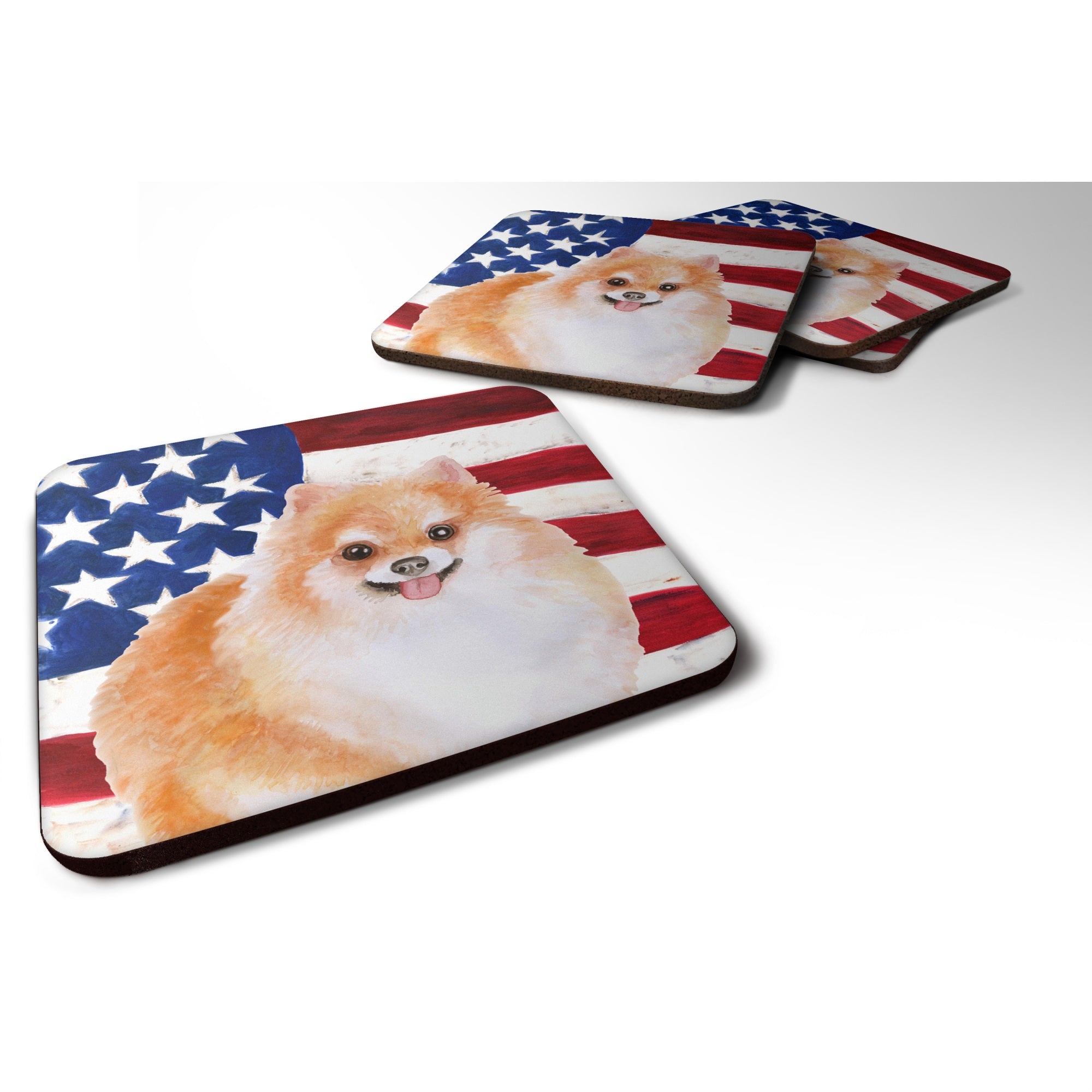 'Caroline'S Treasures Pomeranian #2 Patriotic Decorative Coasters, Multicolor''