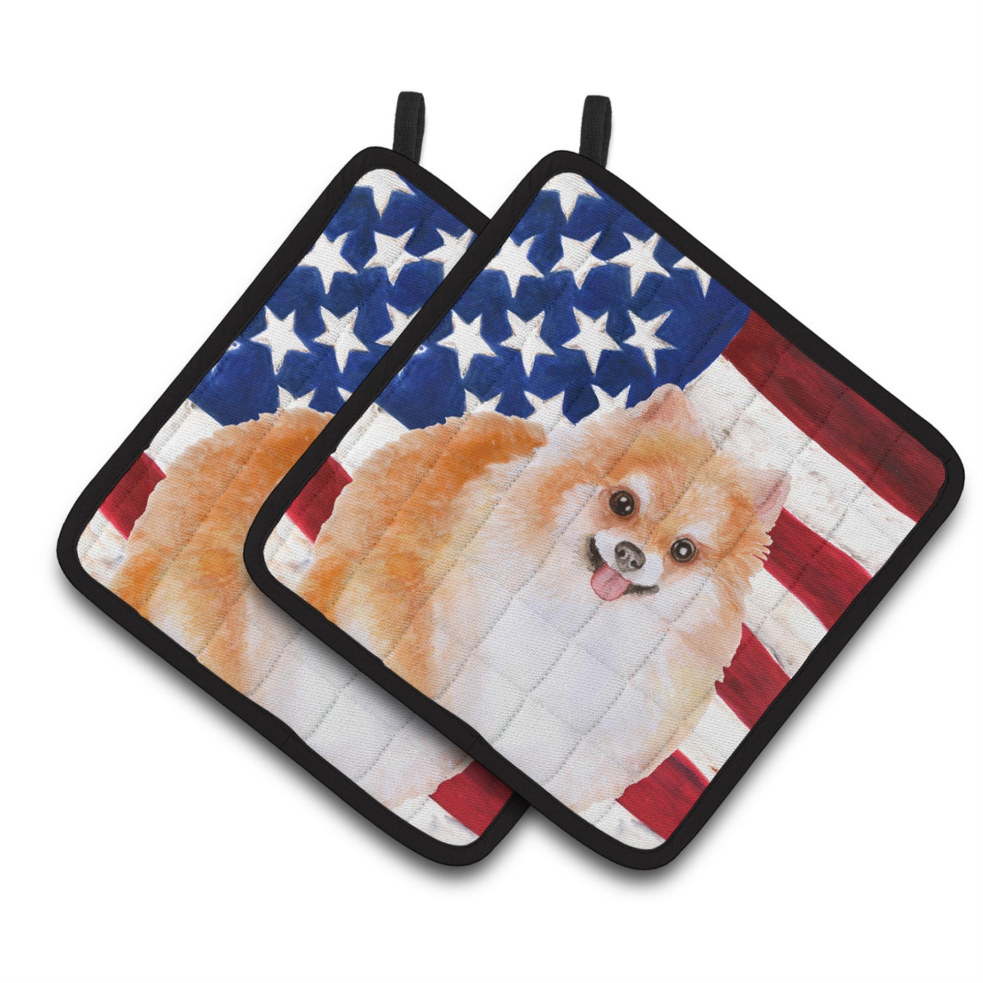'Caroline'S Treasures Pomeranian #2 Patriotic Decorated Pot Holder, 7.5H X 7.5W, Usa American Flag''
