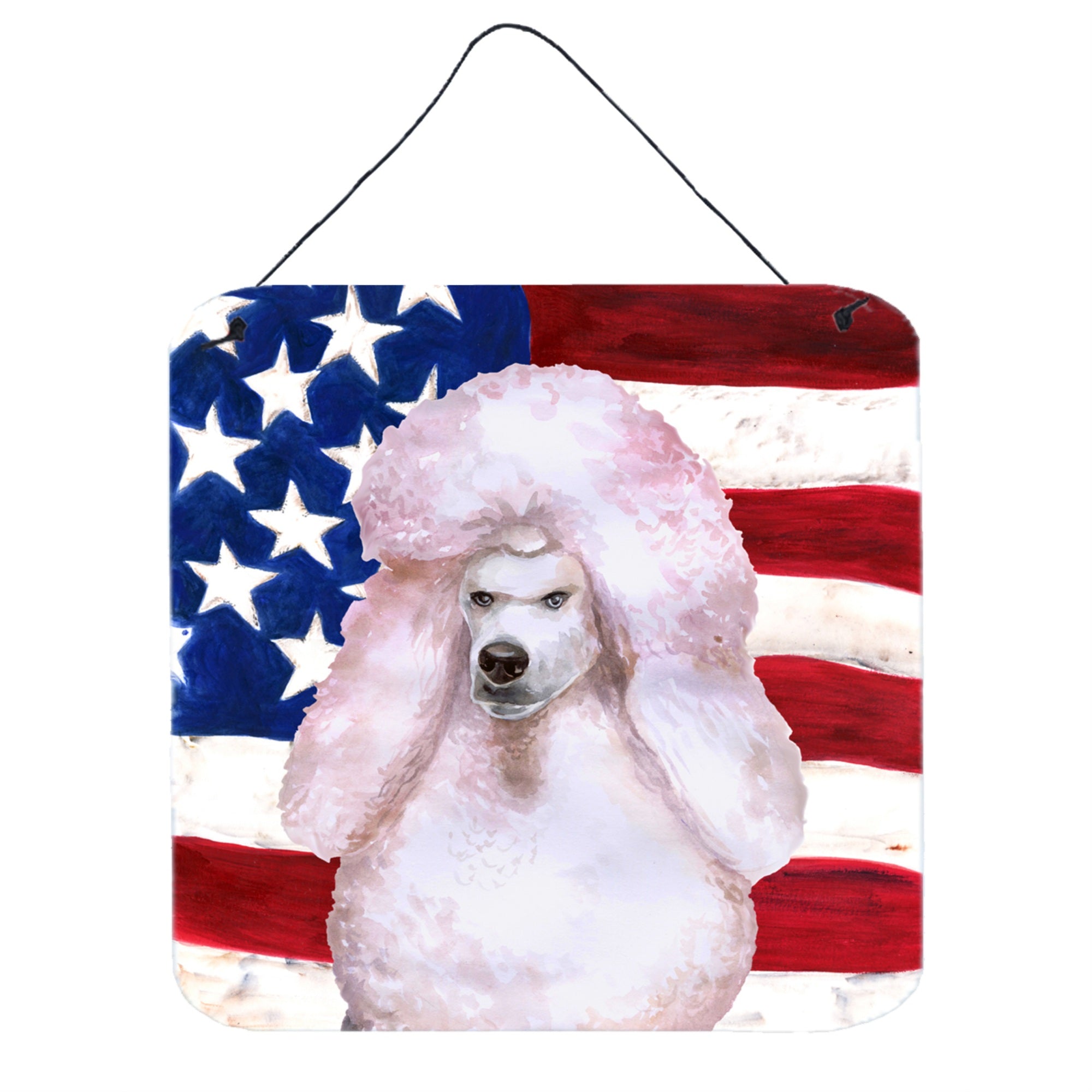 'Caroline'S Treasures White Standard Poodle Patriotic Metal Print, 6H X 6W, Usa American Flag''