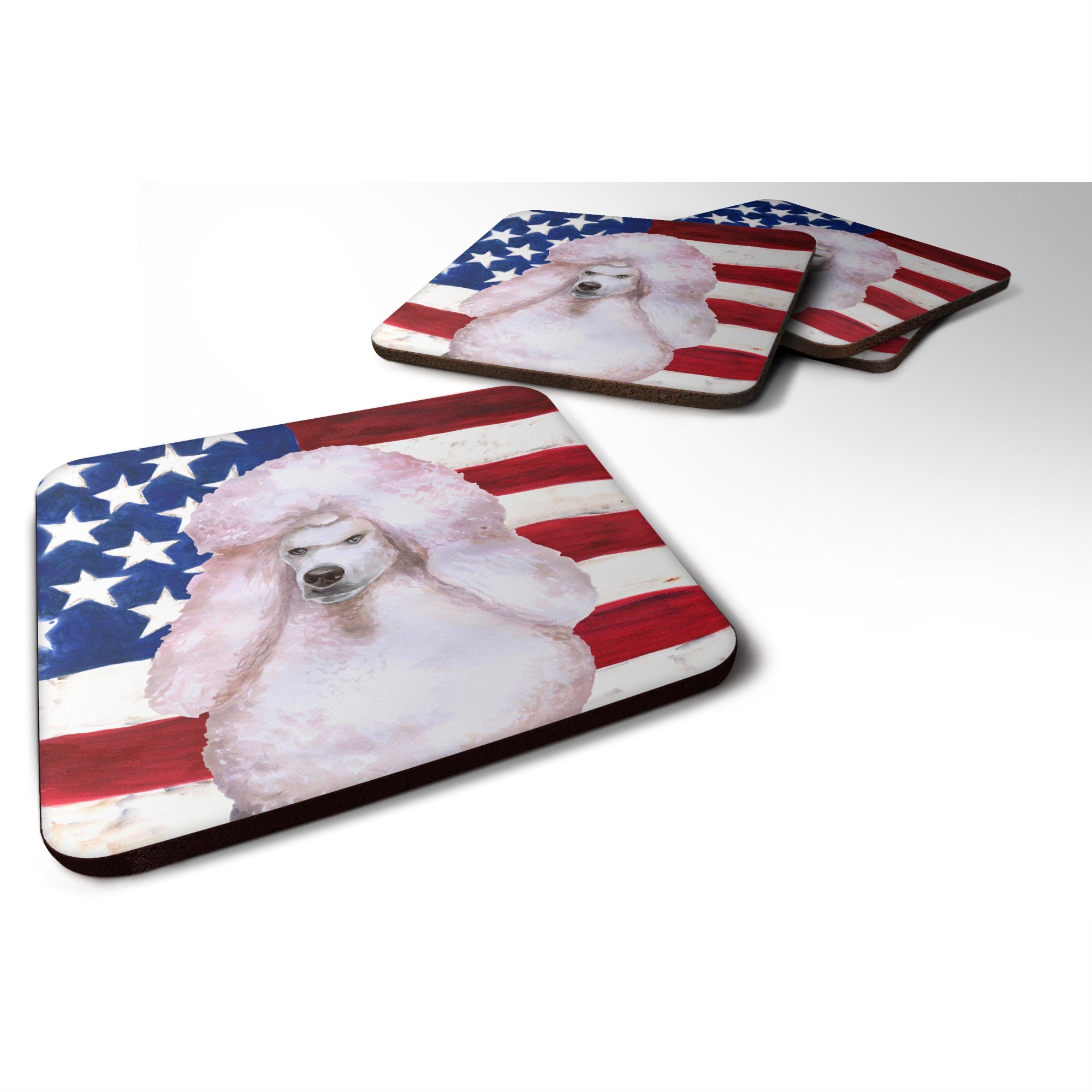 'Caroline'S Treasures White Standard Poodle Patriotic Decorative Coasters, Multicolor''