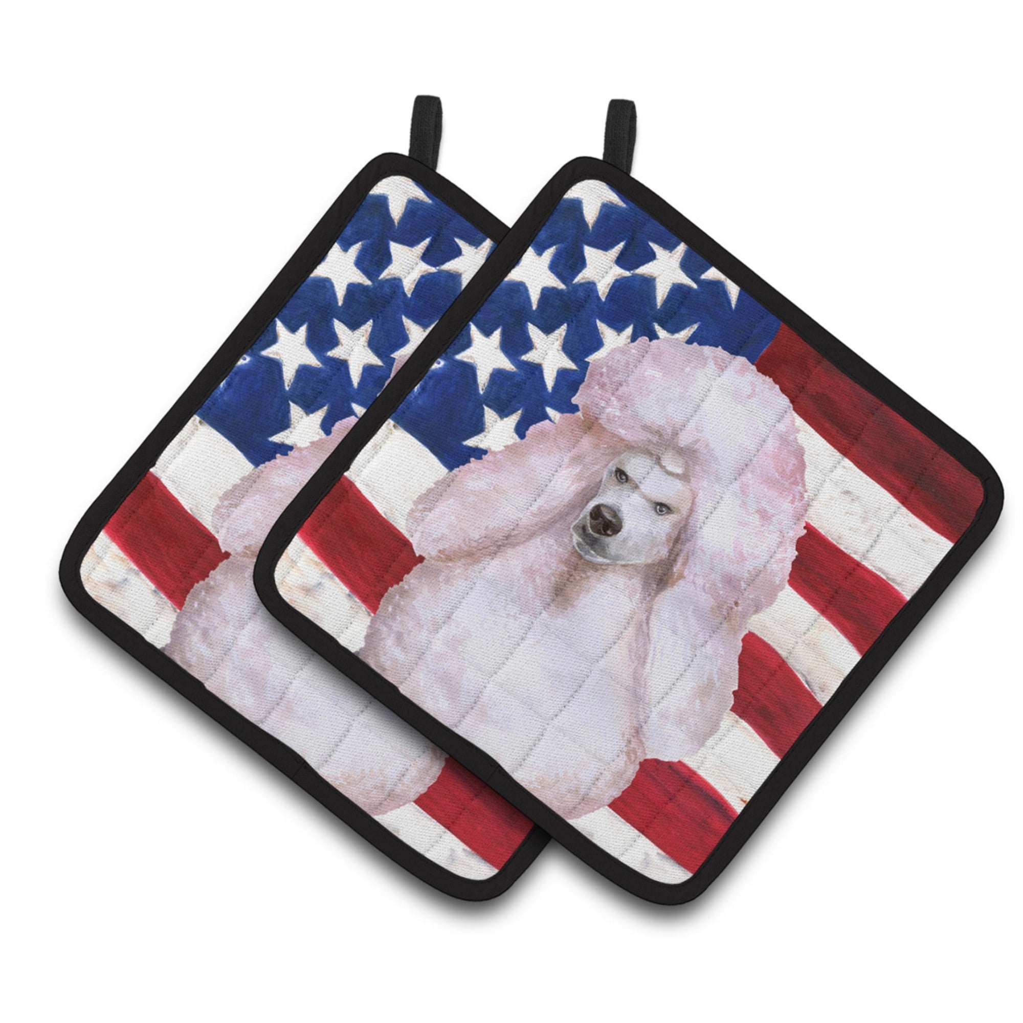 'Caroline'S Treasures White Standard Poodle Patriotic Decorated Pot Holder, 7.5H X 7.5W, Usa American Flag''