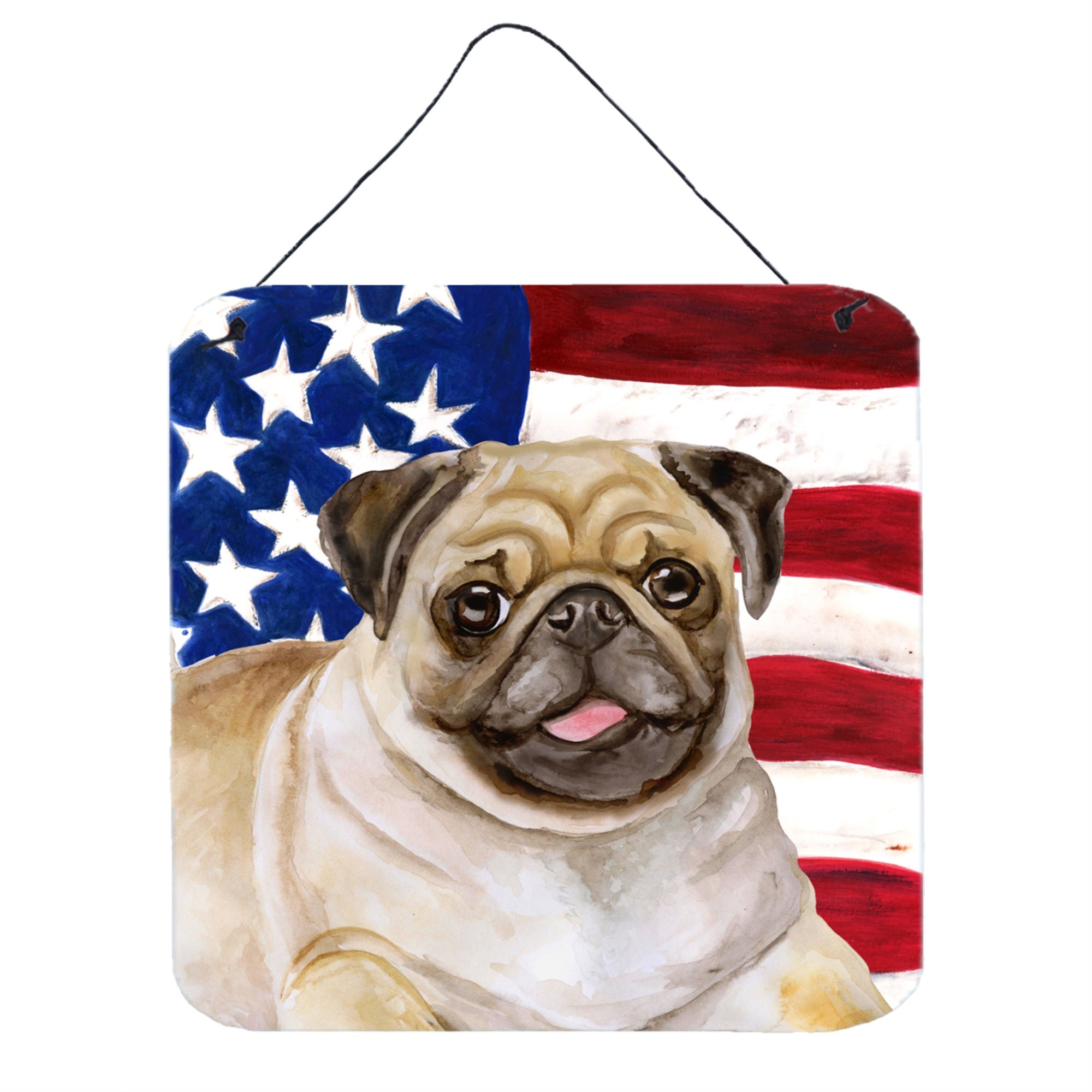 'Caroline'S Treasures Fawn Pug Patriotic Metal Print, 6H X 6W, Usa American Flag''