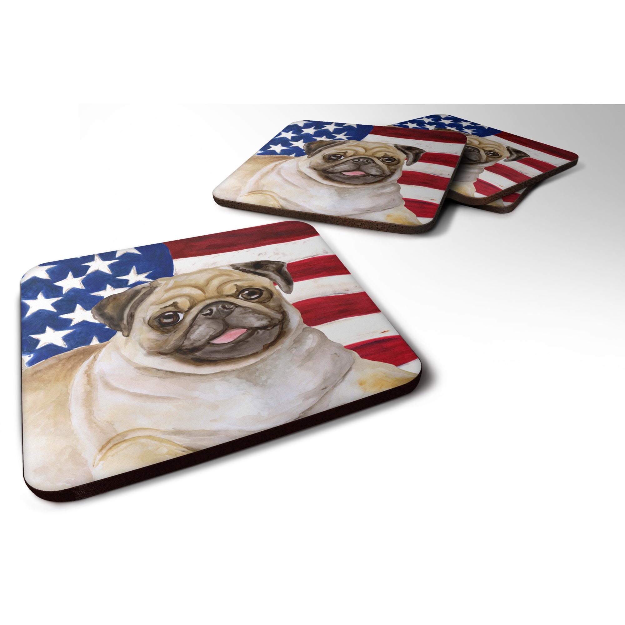 'Caroline'S Treasures Fawn Pug Patriotic Decorative Coasters, Multicolor''