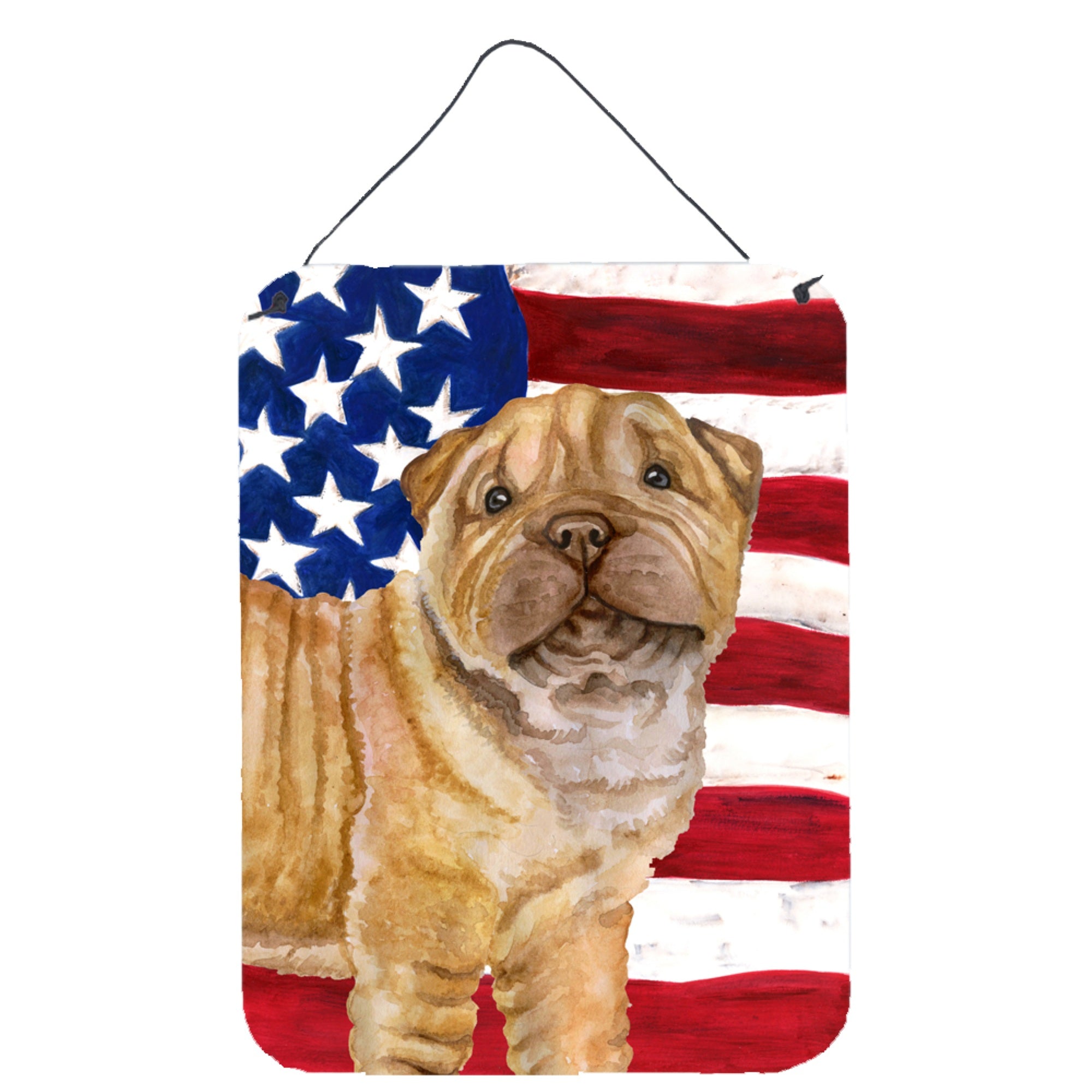 'Caroline'S Treasures Shar Pei Puppy Patriotic Metal Print, 16'''' X 12'''', Multicolor''