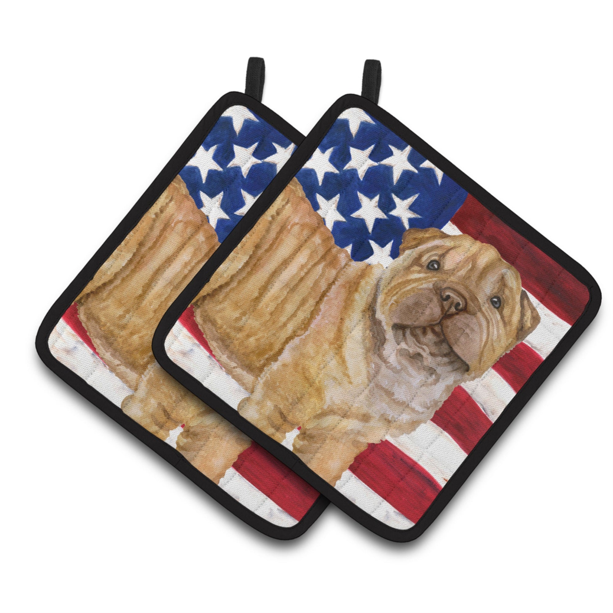 'Caroline'S Treasures Shar Pei Puppy Patriotic Decorated Pot Holder, 7.5H X 7.5W, Usa American Flag''