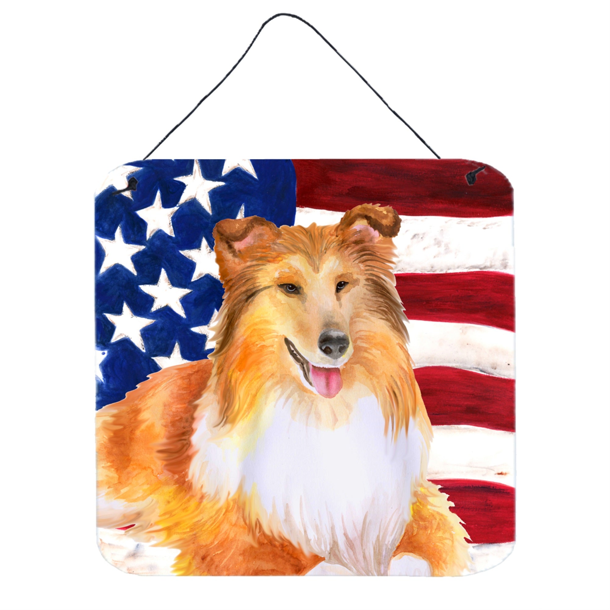 'Caroline'S Treasures Sheltie Patriotic Metal Print, 6H X 6W, Usa American Flag''