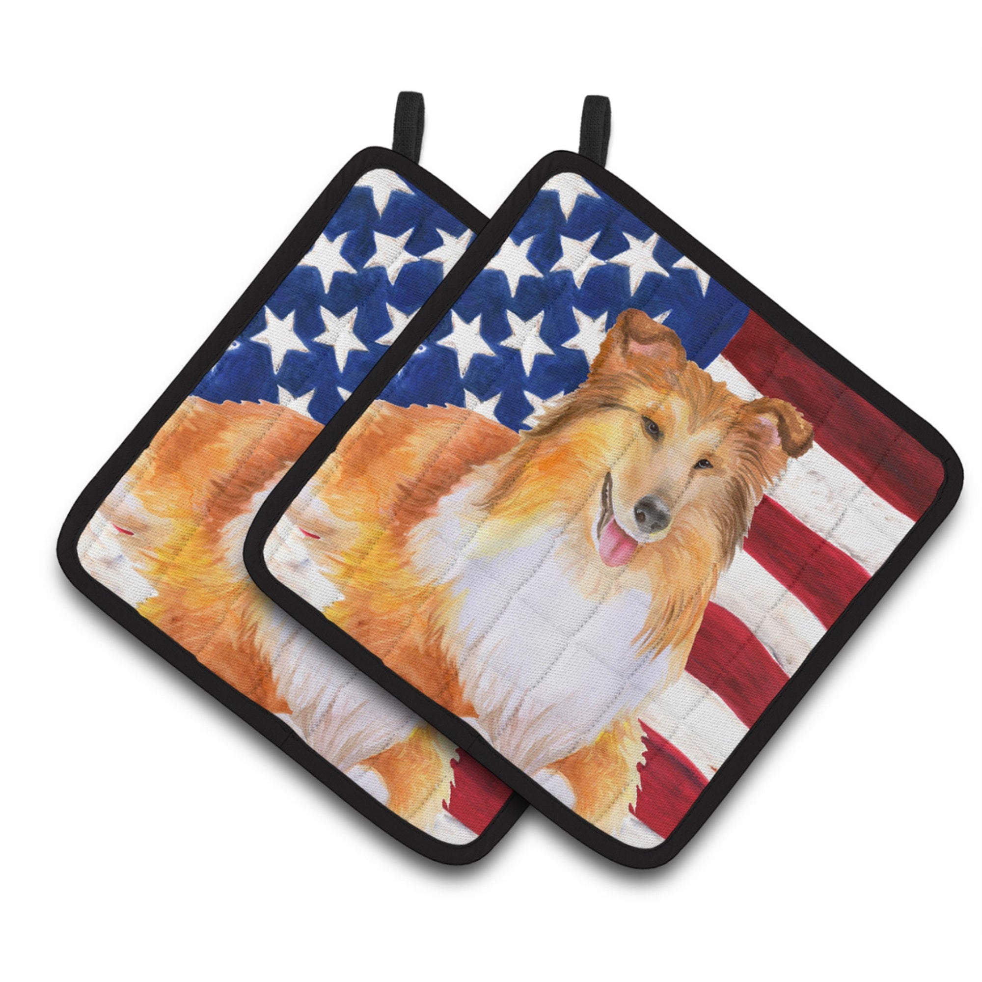 'Caroline'S Treasures Sheltie Patriotic Decorated Pot Holder, 7.5H X 7.5W, Usa American Flag''