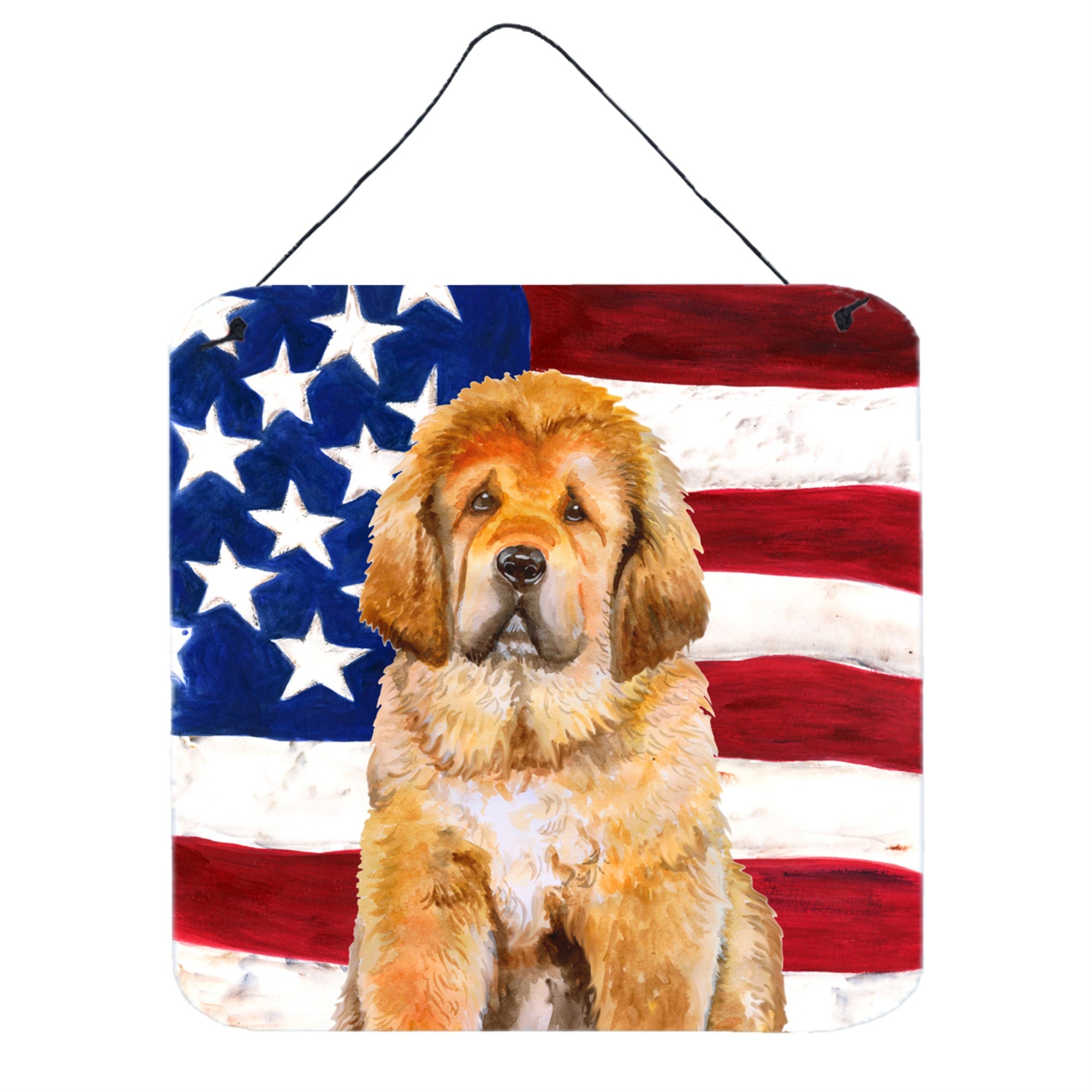 'Caroline'S Treasures Tibetan Mastiff Patriotic Metal Print, 6H X 6W, Usa American Flag''