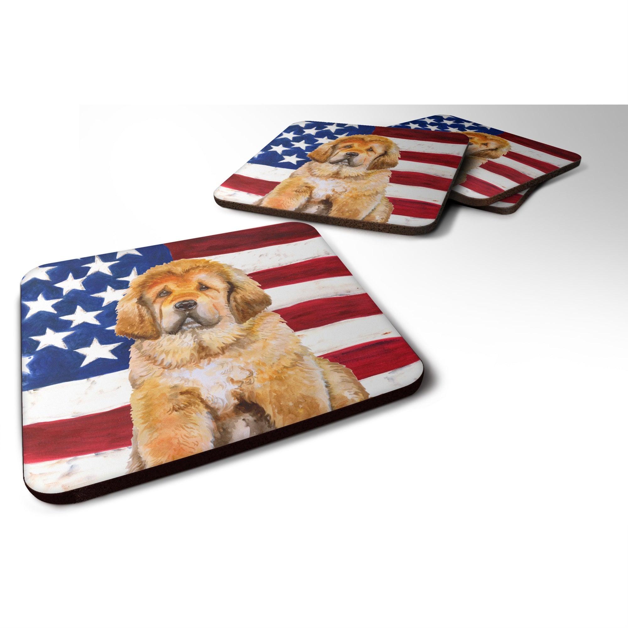 'Caroline'S Treasures Tibetan Mastiff Patriotic Decorative Coasters, Multicolor''