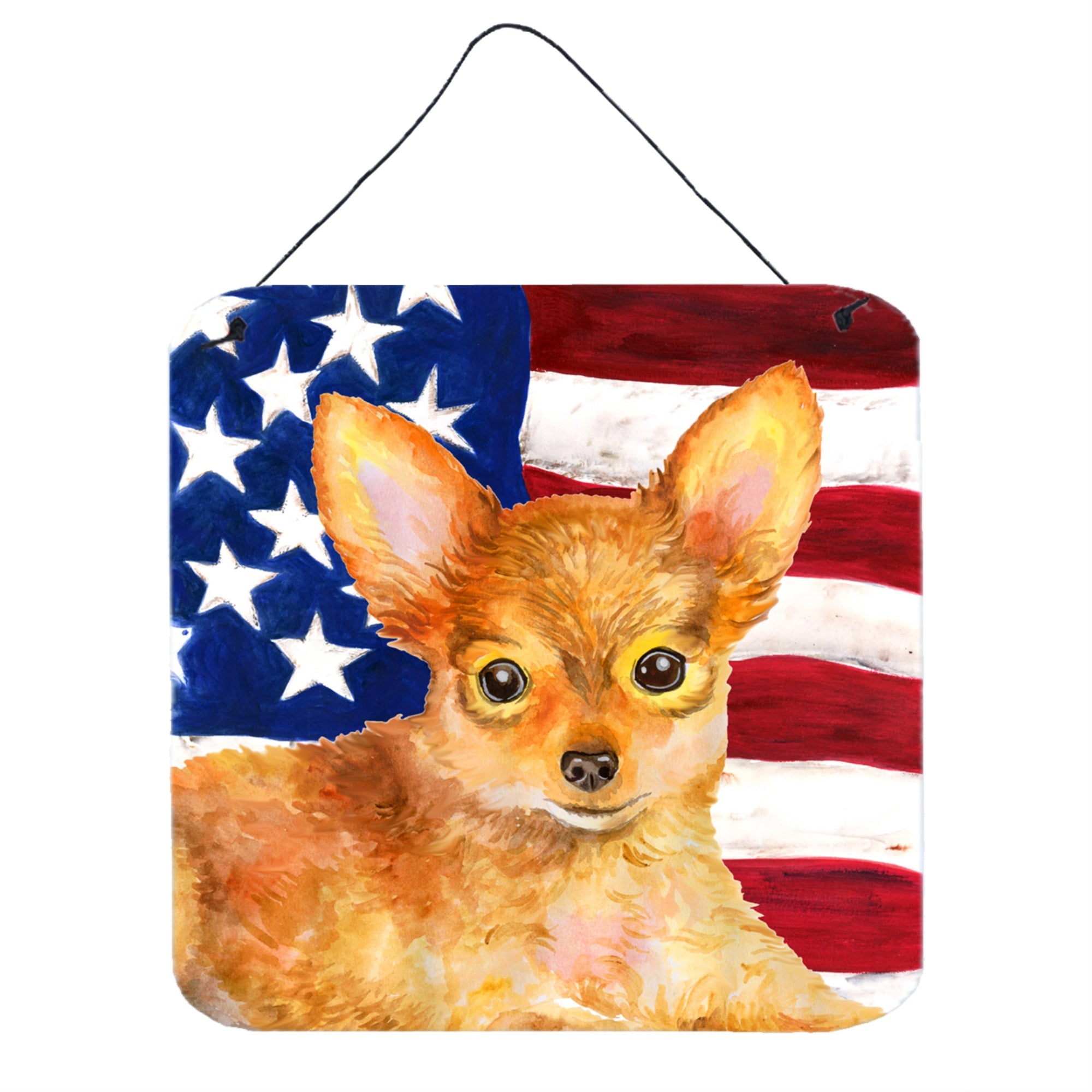 'Caroline'S Treasures Toy Terrier Patriotic Metal Print, 6H X 6W, Usa American Flag''