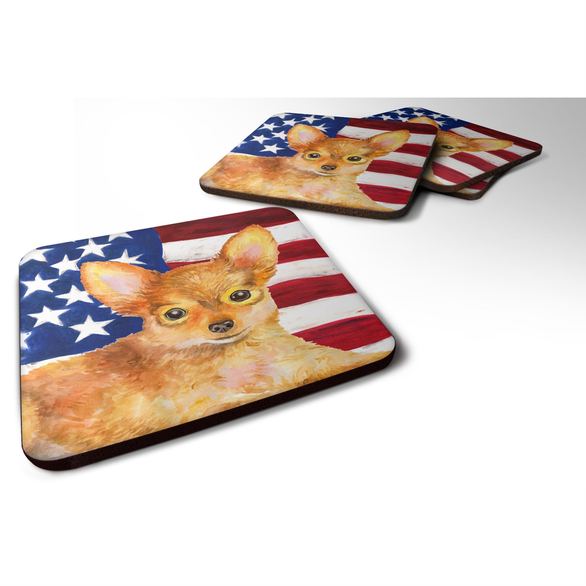 'Caroline'S Treasures Toy Terrier Patriotic Decorative Coasters, Multicolor''