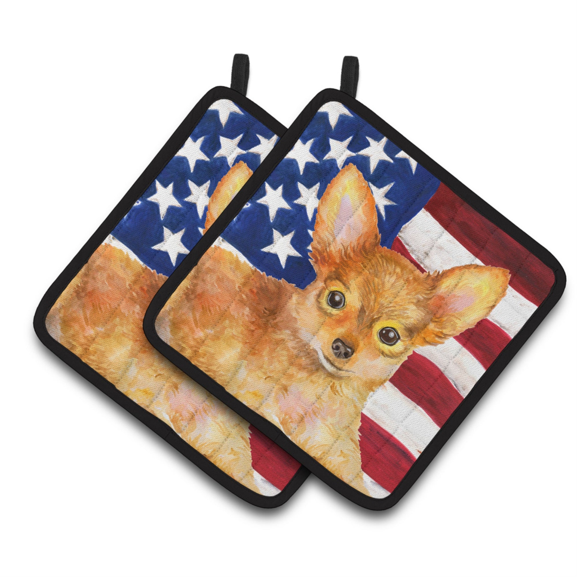 'Caroline'S Treasures Toy Terrier Patriotic Decorated Pot Holder, 7.5H X 7.5W, Usa American Flag''