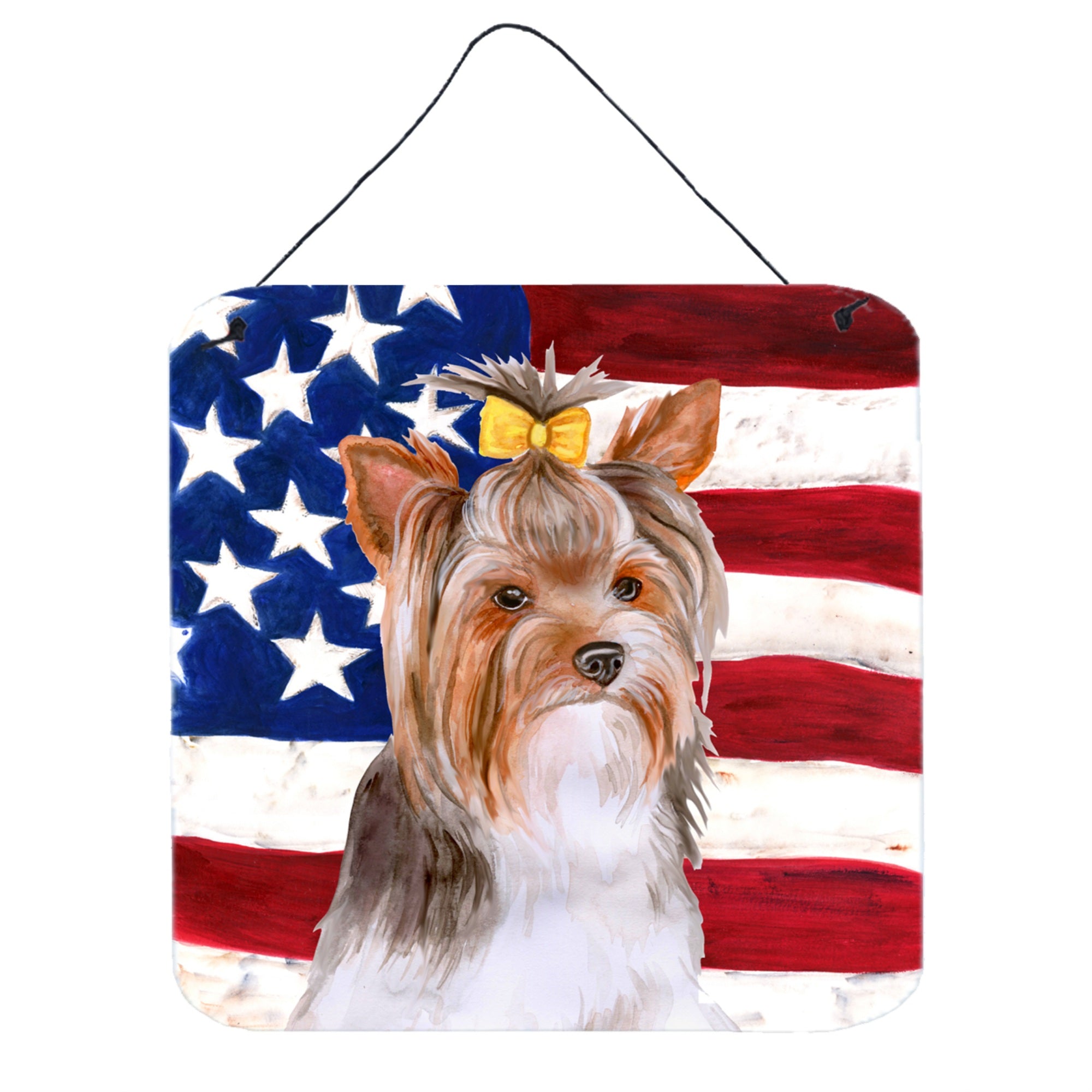 'Caroline'S Treasures Yorkshire Terrier #2 Patriotic Metal Print, 6H X 6W, Usa American Flag''