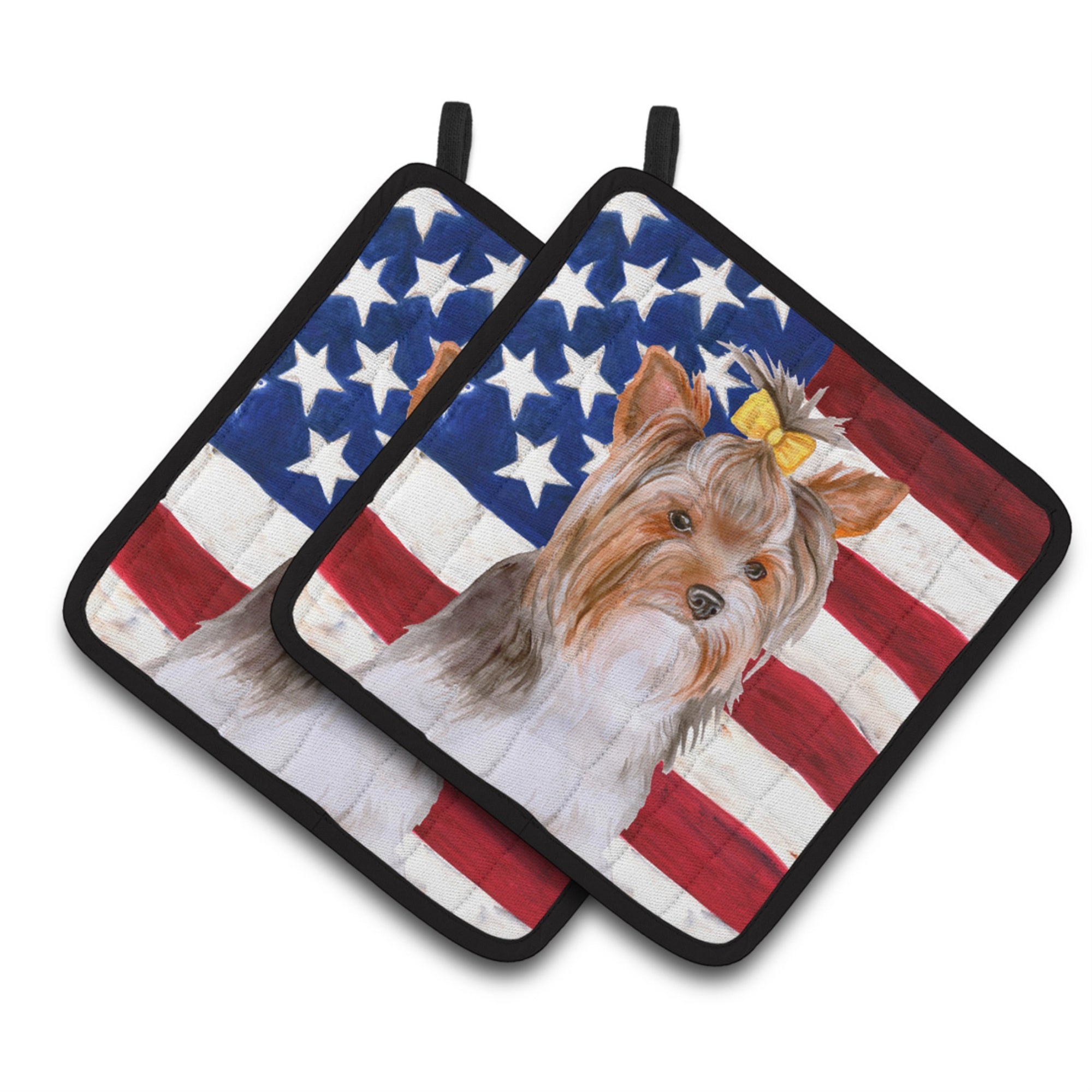 'Caroline'S Treasures Yorkshire Terrier #2 Patriotic Decorated Pot Holder, 7.5H X 7.5W, Usa American Flag''