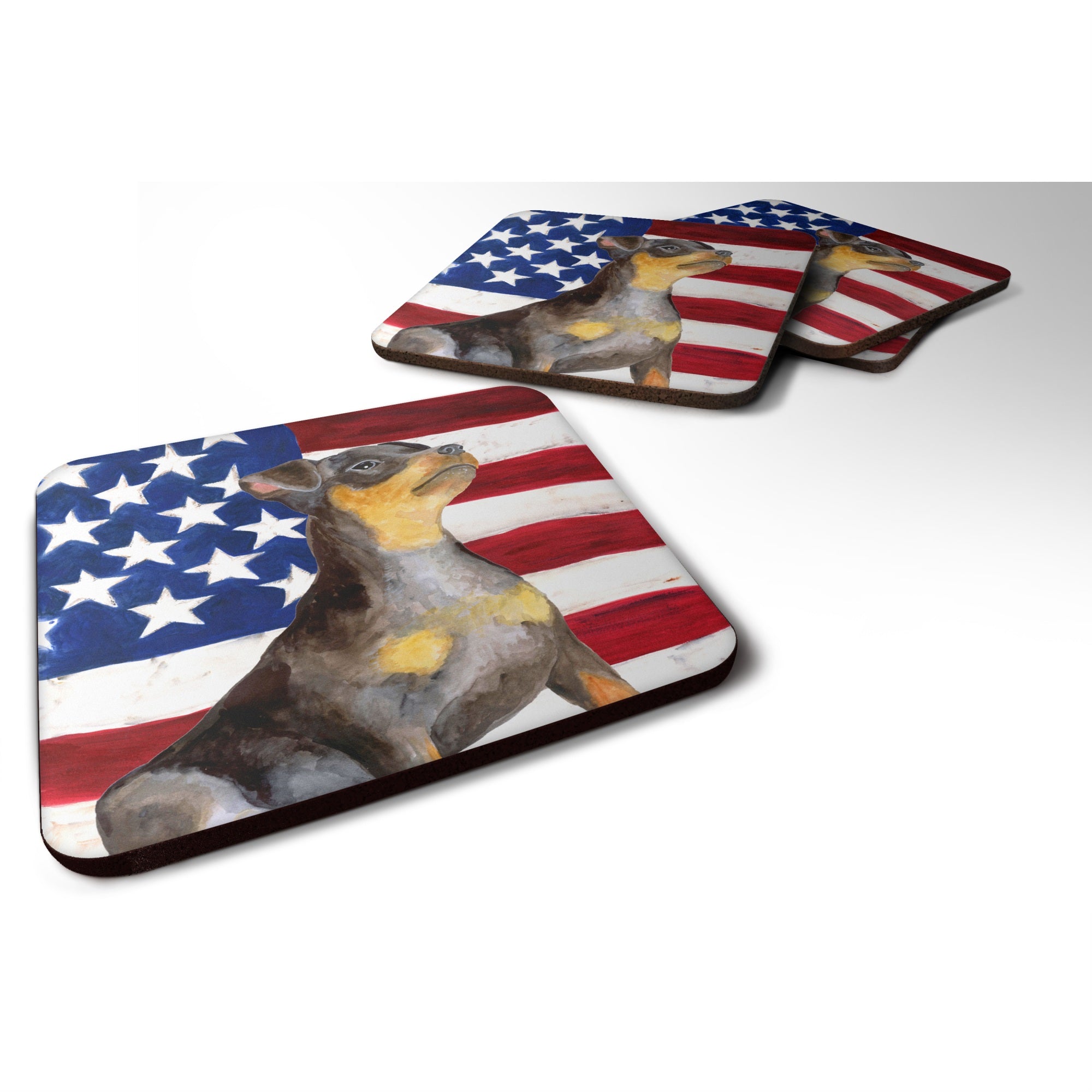 'Caroline'S Treasures Miniature Pinscher #2 Patriotic Decorative Coasters, Multicolor''