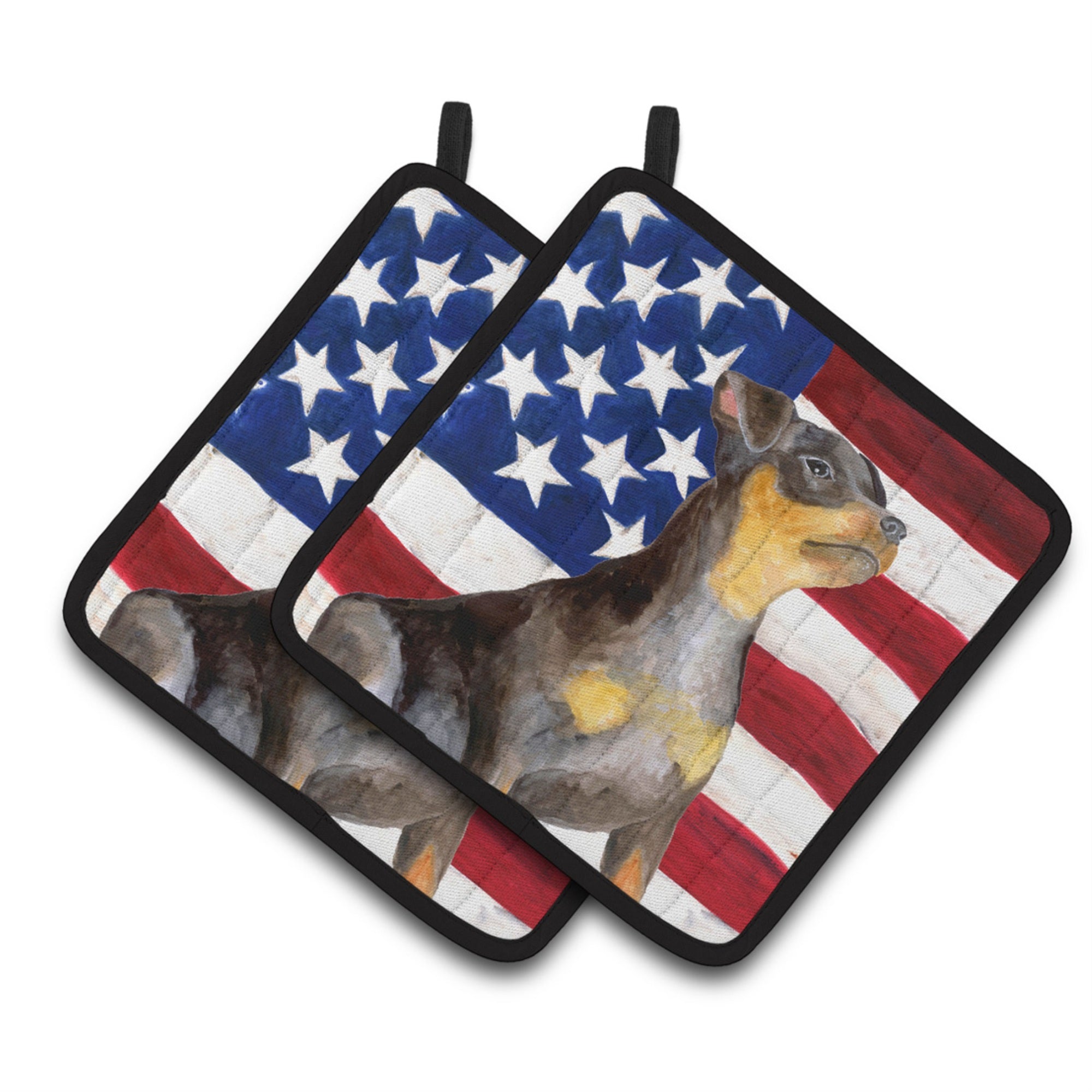 'Caroline'S Treasures Miniature Pinscher #2 Patriotic Decorated Pot Holder, 7.5H X 7.5W, Usa American Flag''