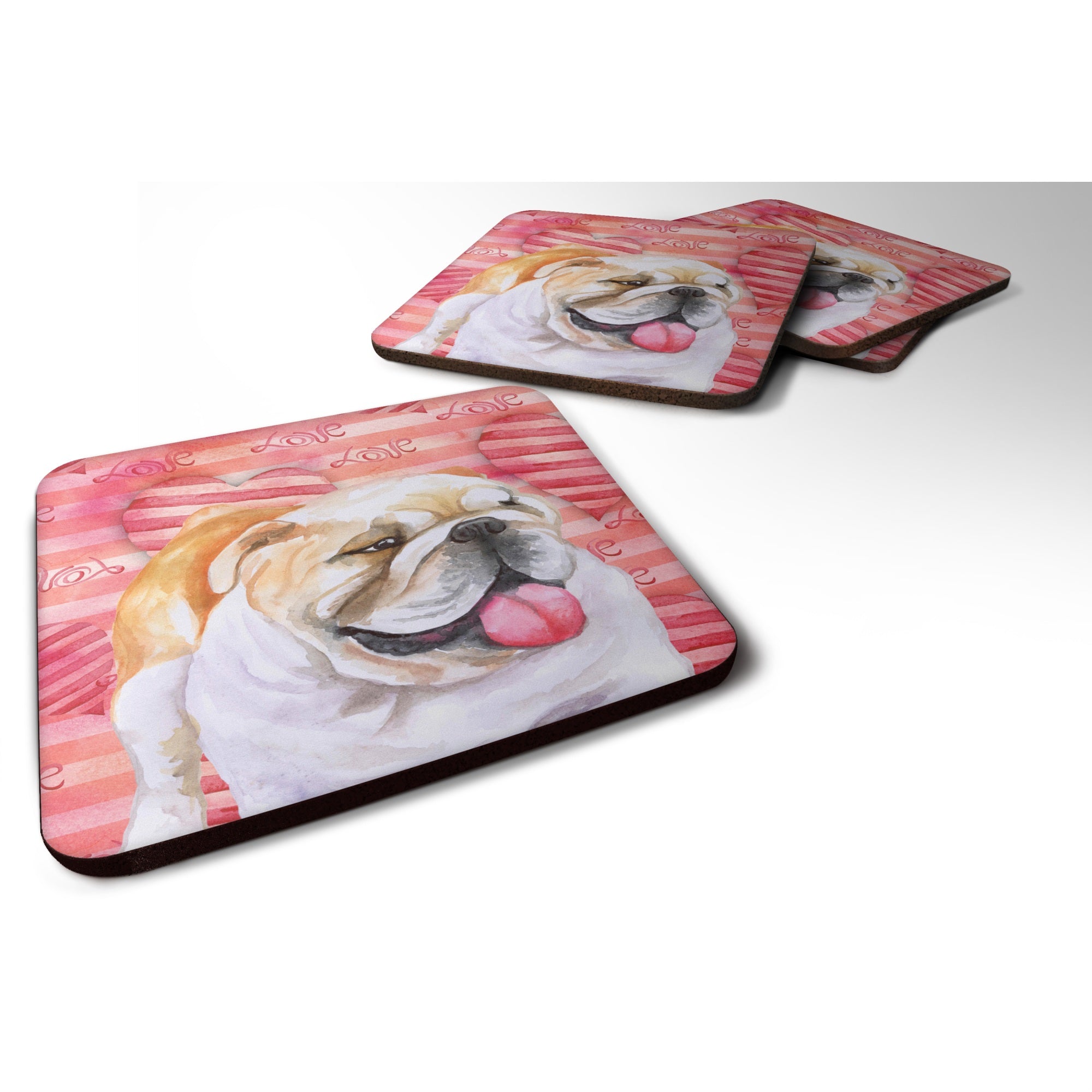'Caroline'S Treasures English Bulldog Love Decorative Coasters, Multicolor''