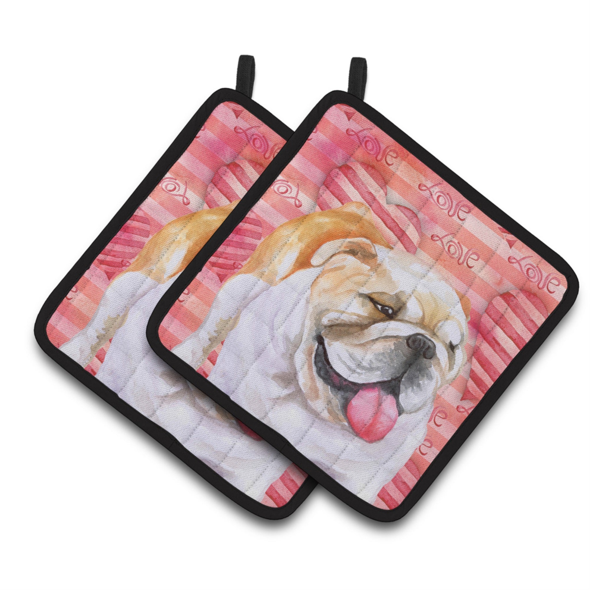 'Caroline'S Treasures English Bulldog Decorated Pot Holder, 7.5H X 7.5W, Love Is A Dog''