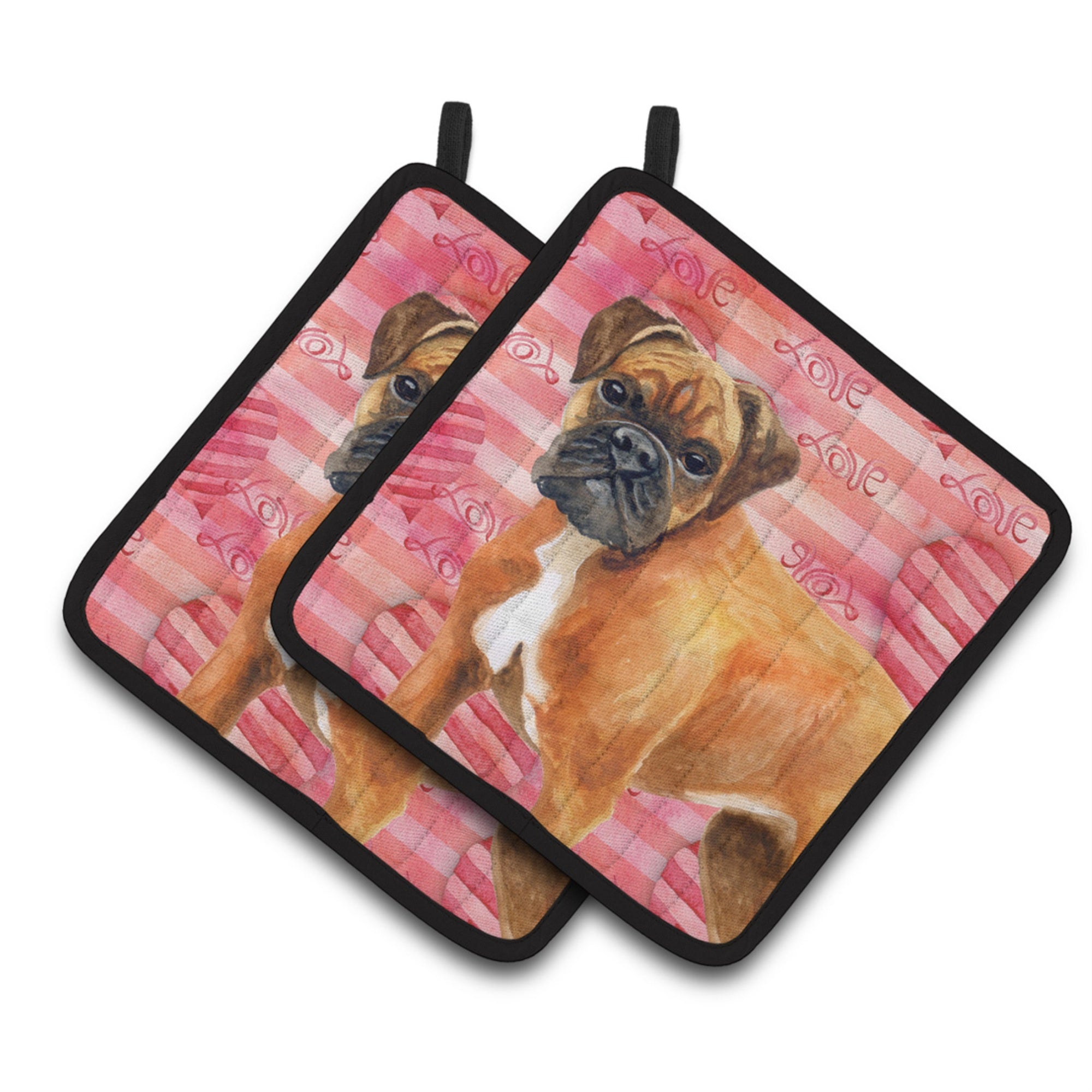 'Caroline'S Treasures German Boxer Decorated Pot Holder, 7.5H X 7.5W, Love Is A Dog''