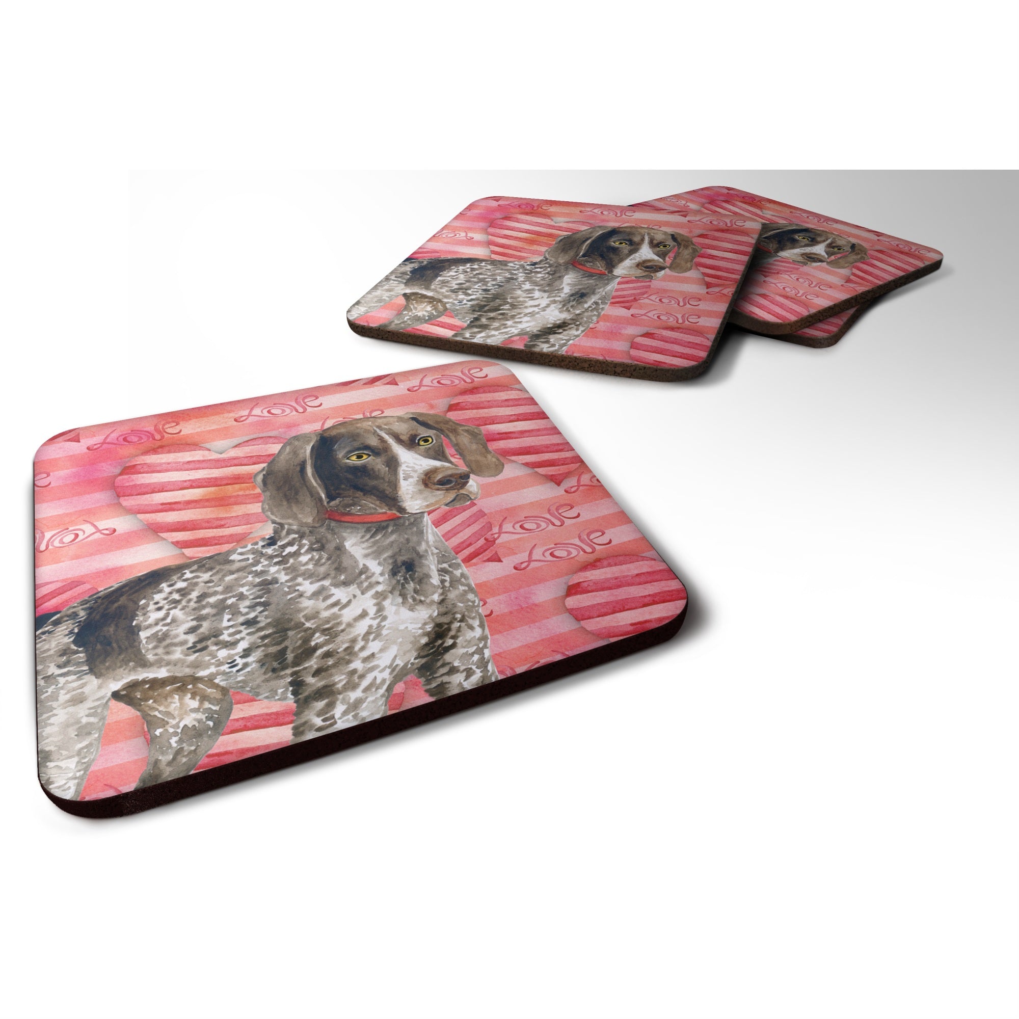 'Caroline'S Treasures German Shorthaired Pointer Love Decorative Coasters, Multicolor''