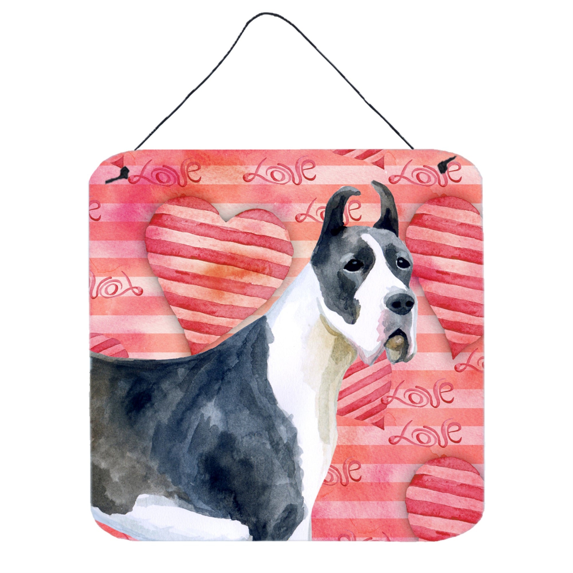 'Caroline'S Treasures Harlequin Dane Metal Print, 6H X 6W, Love Is A Dog''