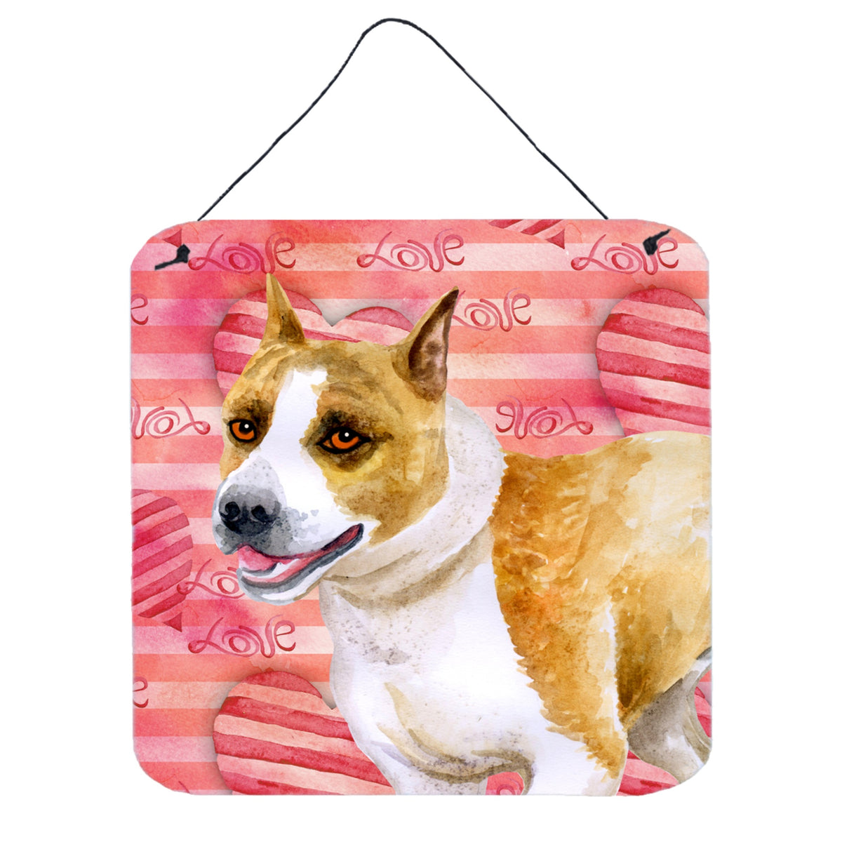 'Caroline'S Treasures American Staffordshire Metal Print, 6H X 6W, Love Is A Dog''