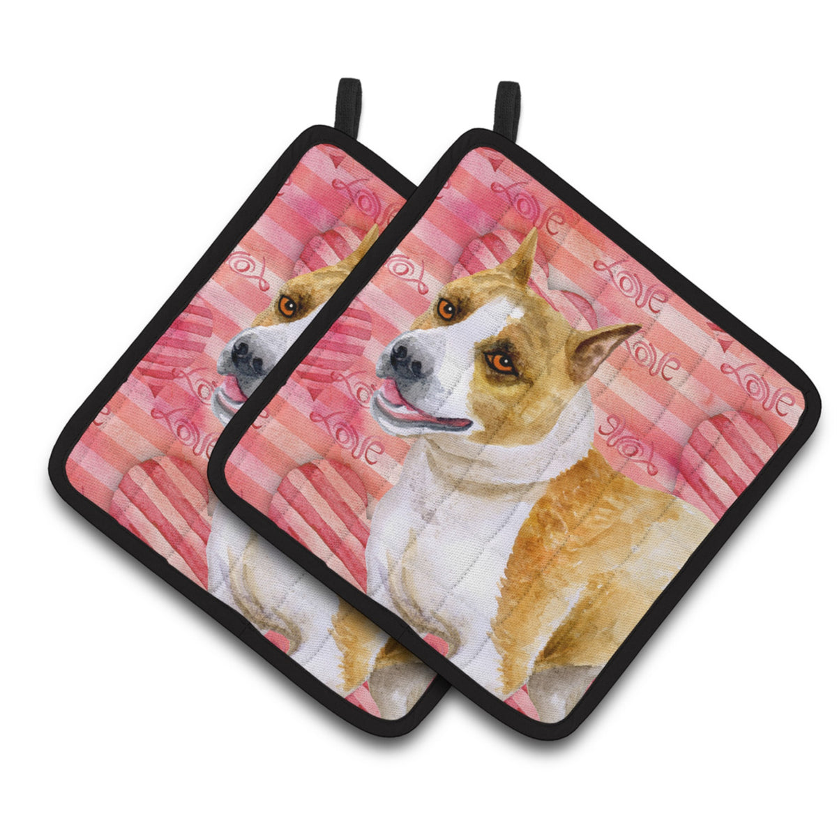 'Caroline'S Treasures American Staffordshire Decorated Pot Holder, 7.5H X 7.5W, Love Is A Dog''