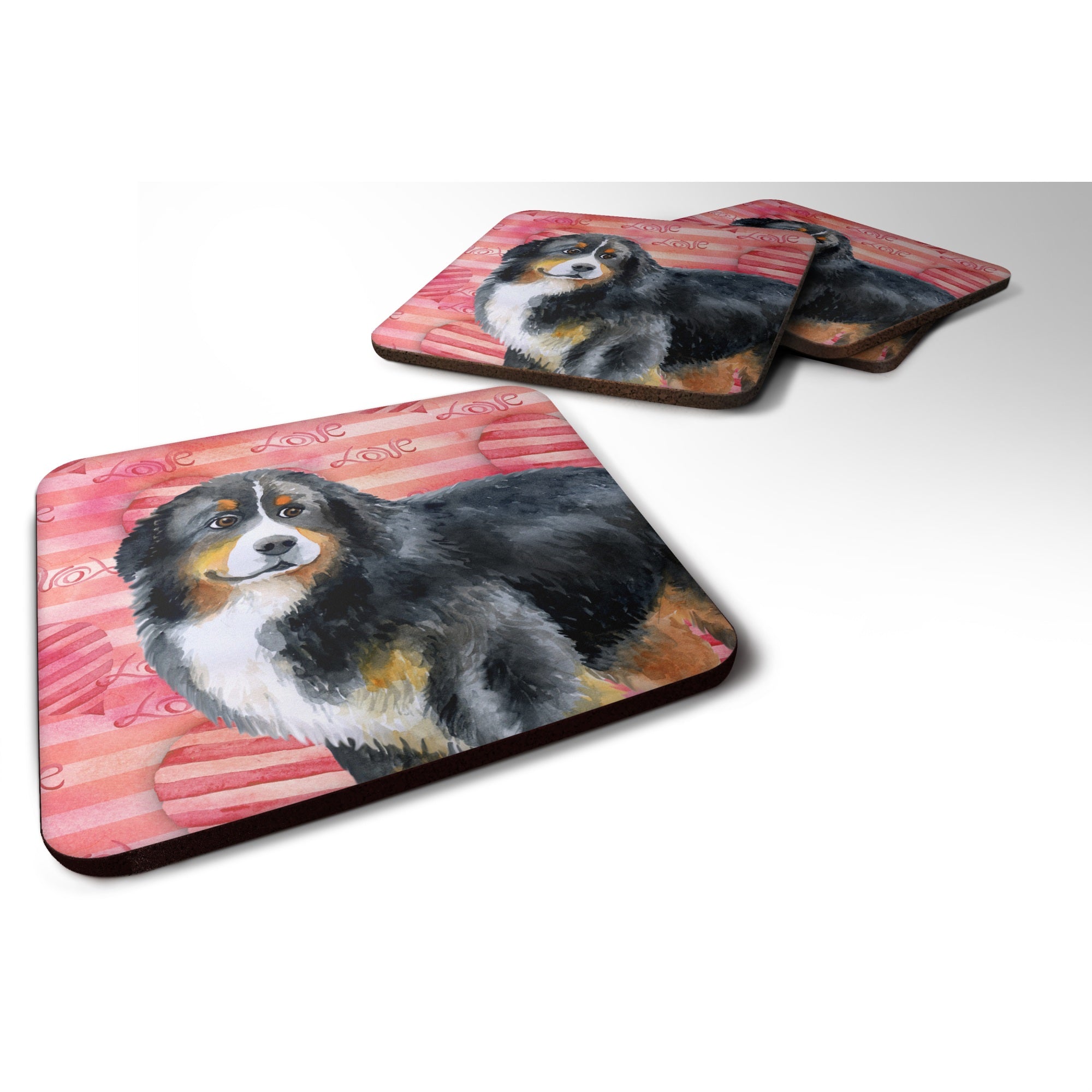 'Caroline'S Treasures Bernese Mountain Dog Love Decorative Coasters, Multicolor''