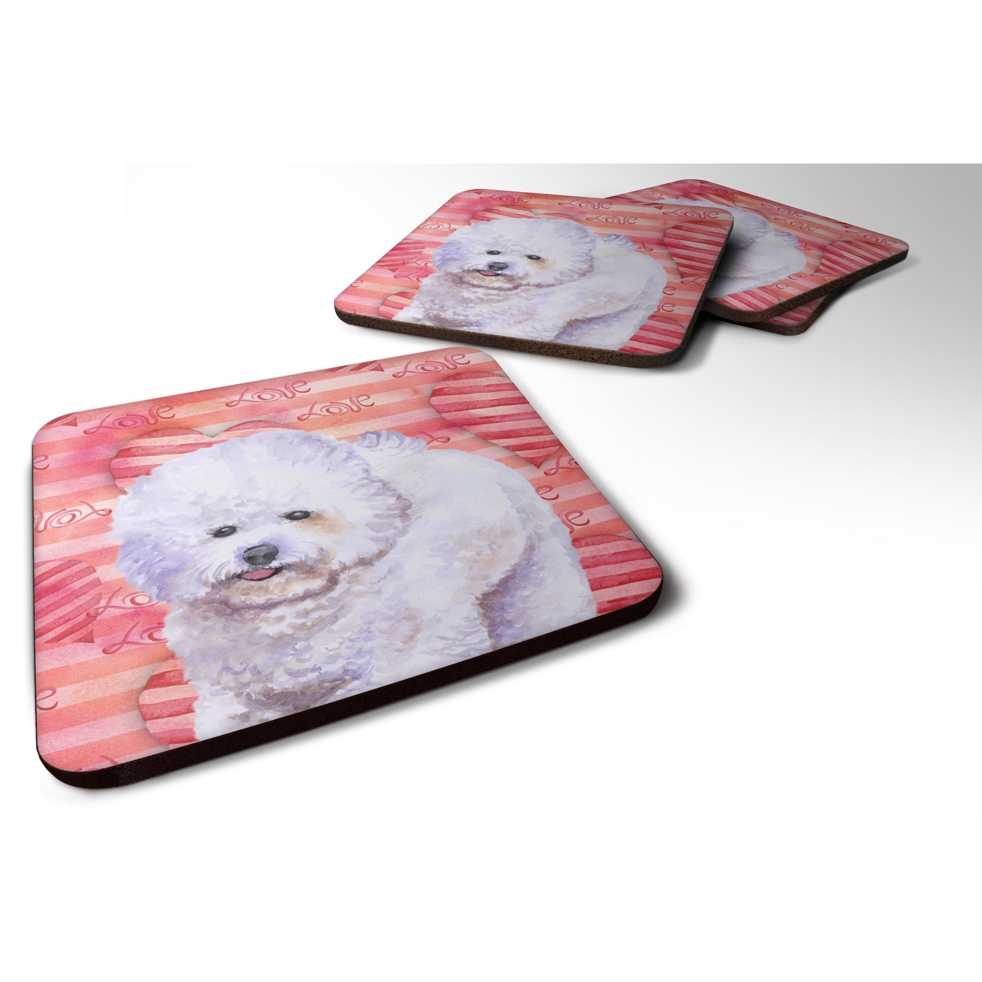 'Caroline'S Treasures Bichon Frise Love Decorative Coasters, Multicolor''
