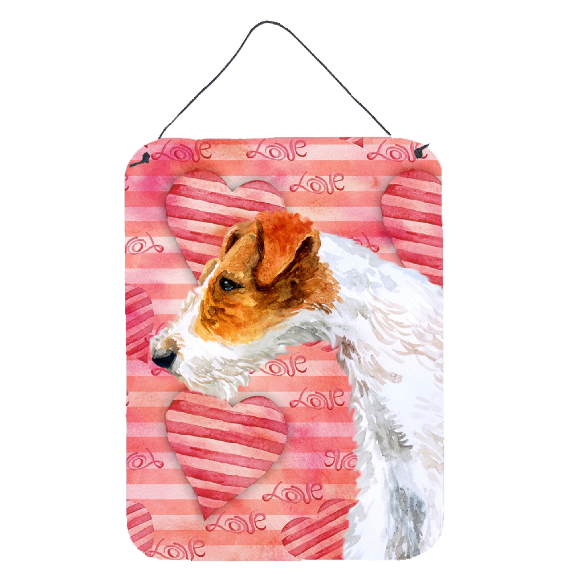 'Caroline'S Treasures Fox Terrier Love Metal Print, 16'''' X 12'''', Multicolor''