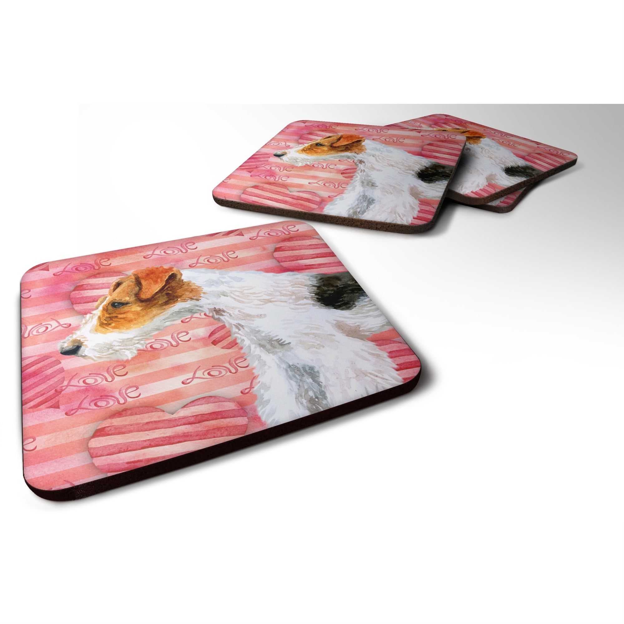 'Caroline'S Treasures Fox Terrier Love Decorative Coasters, Multicolor''