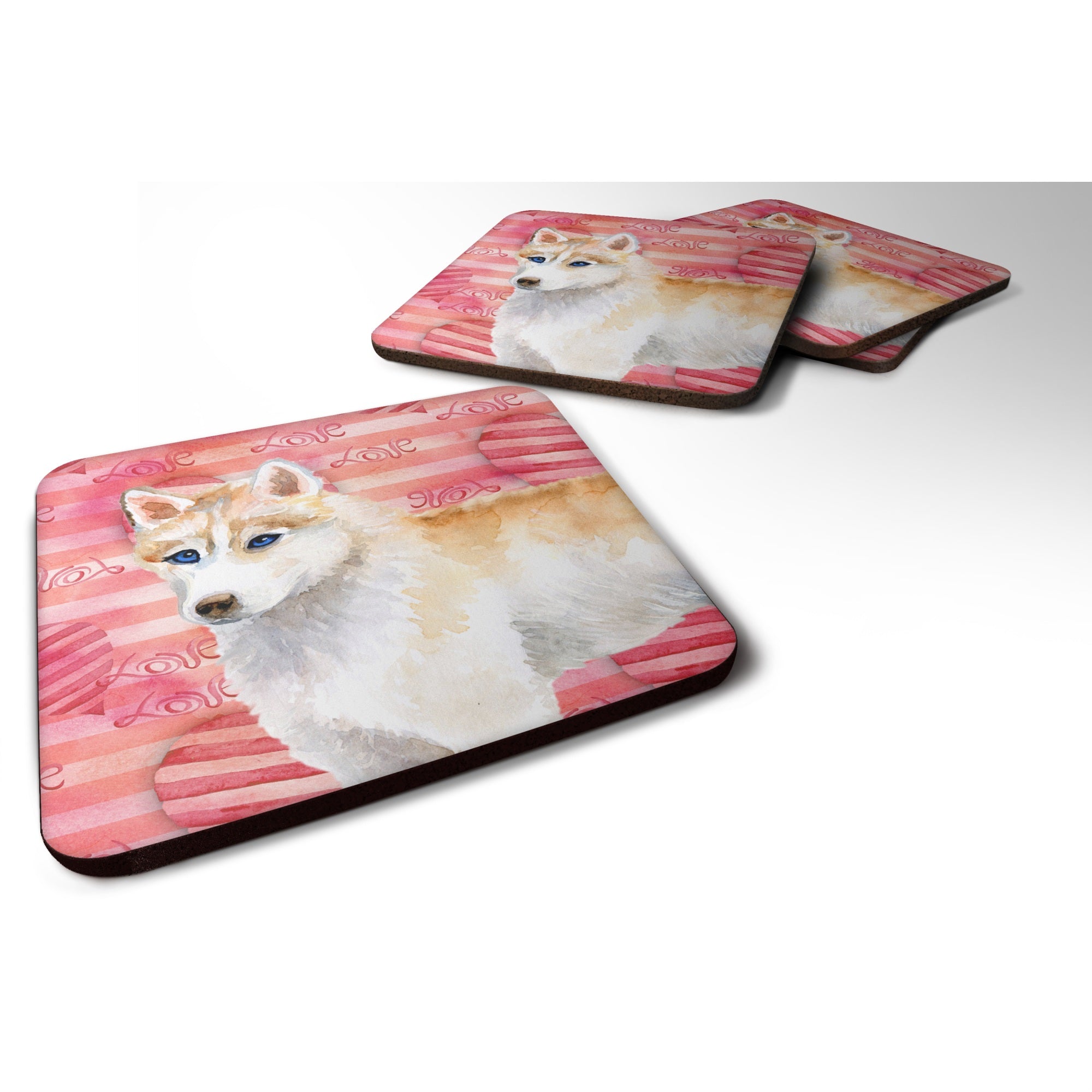 'Caroline'S Treasures Siberian Husky Love Decorative Coasters, Multicolor''