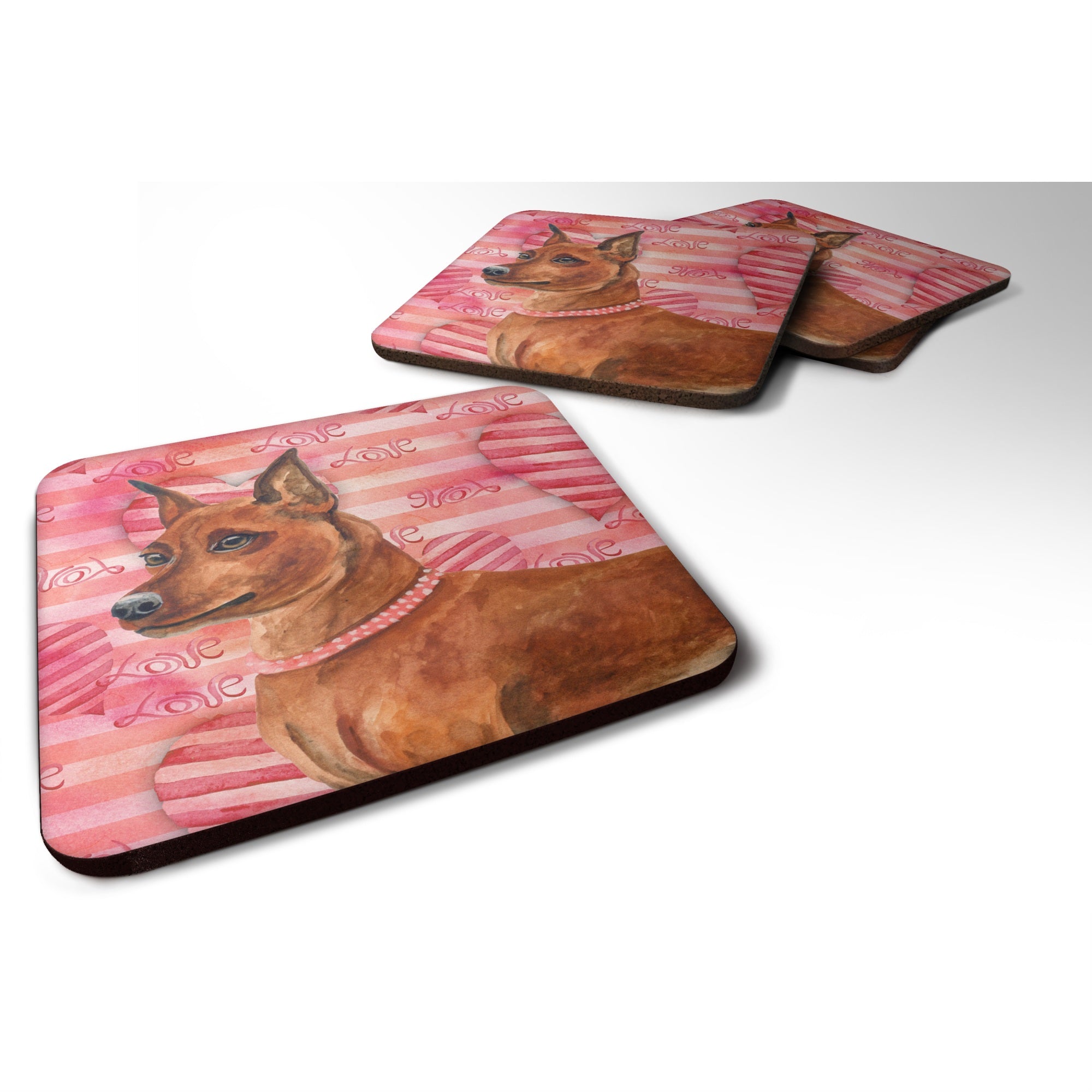 'Caroline'S Treasures Miniature Pinscher Love Decorative Coasters, Multicolor''