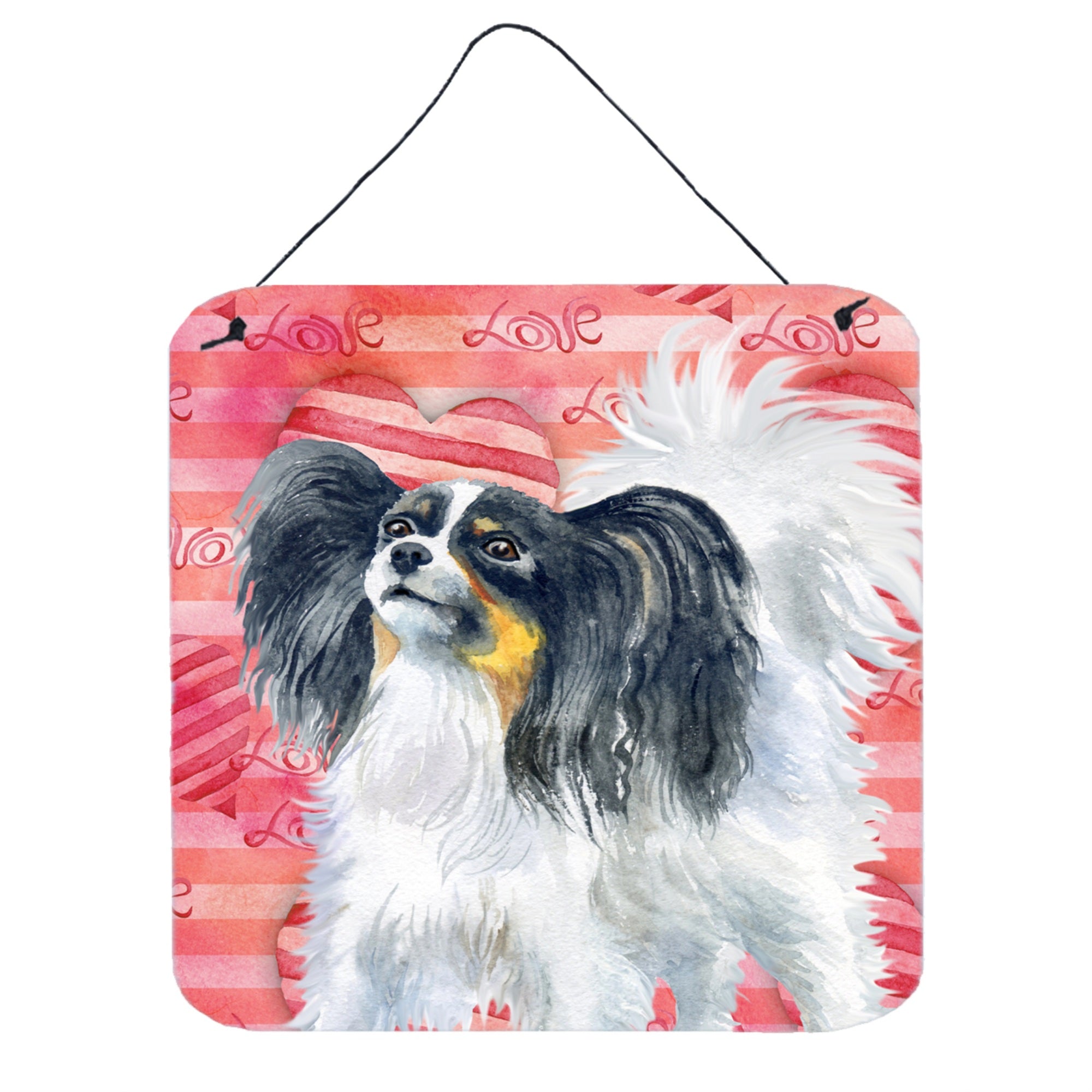 'Caroline'S Treasures Papillon Metal Print, 6H X 6W, Love Is A Dog''
