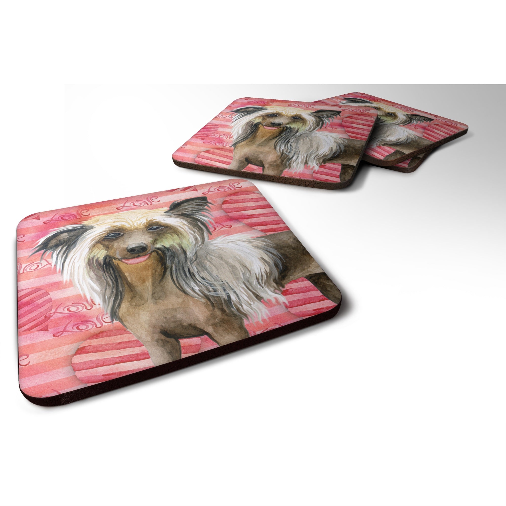 'Caroline'S Treasures Chinese Crested Love Decorative Coasters, Multicolor''