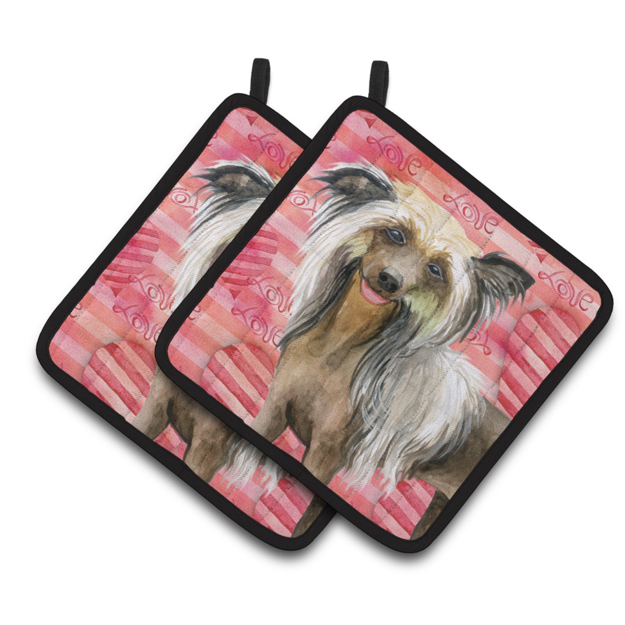 'Caroline'S Treasures Chinese Crested Decorated Pot Holder, 7.5H X 7.5W, Love Is A Dog''
